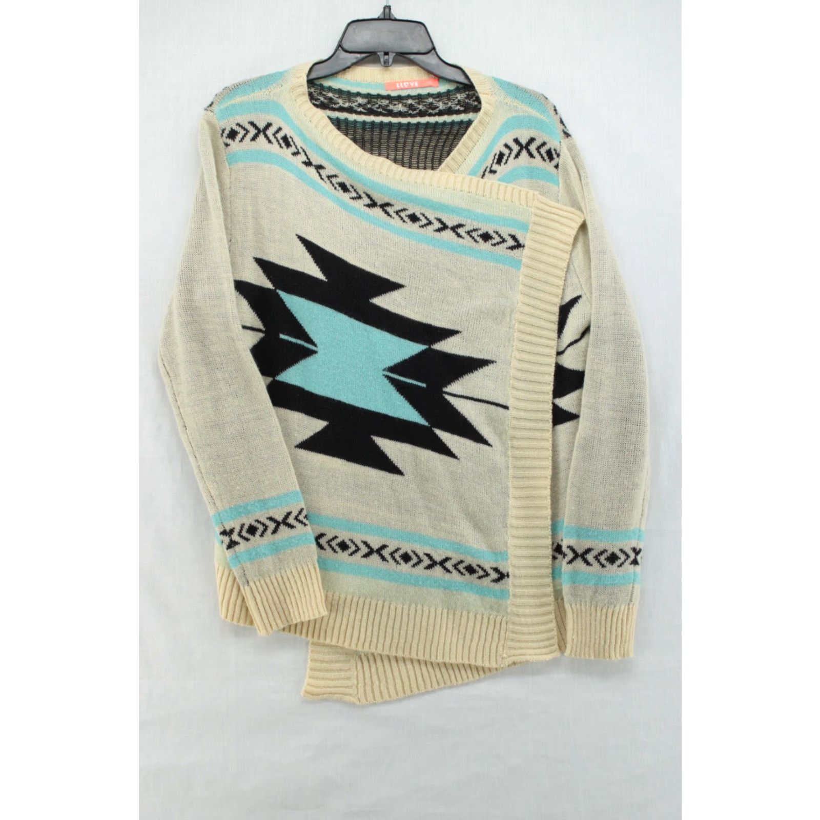 Native L Love Cardigan Women M/L Beige Aztec Native Open Front Wrap Size M / US 6-8 / IT 42-44 - 2 Thumbnail