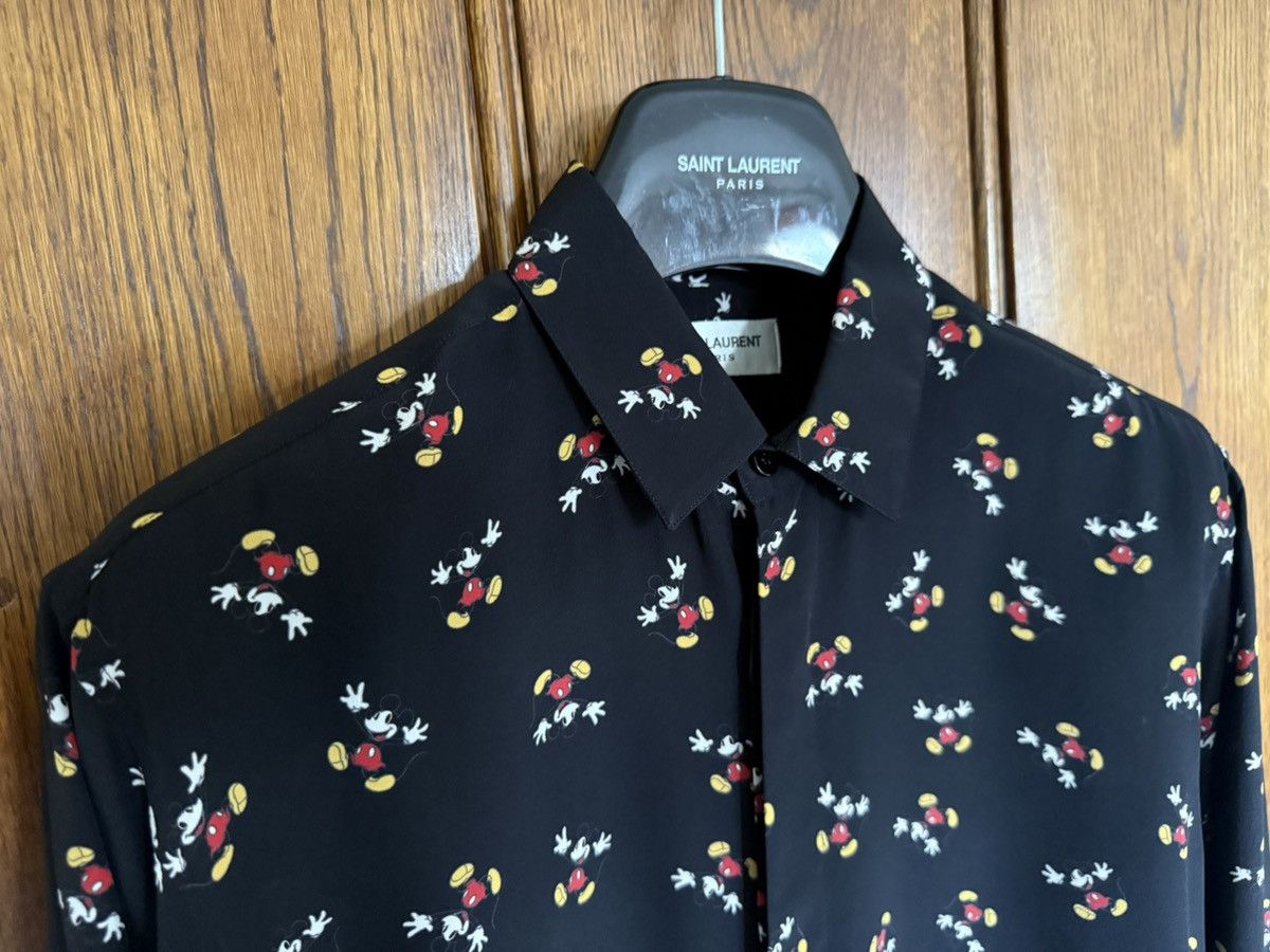 Saint Laurent Paris SS19 Saint Laurent Mickey Mouse silk black logo shirt 39 M Size US M / EU 48-50 / 2 - 19 Thumbnail