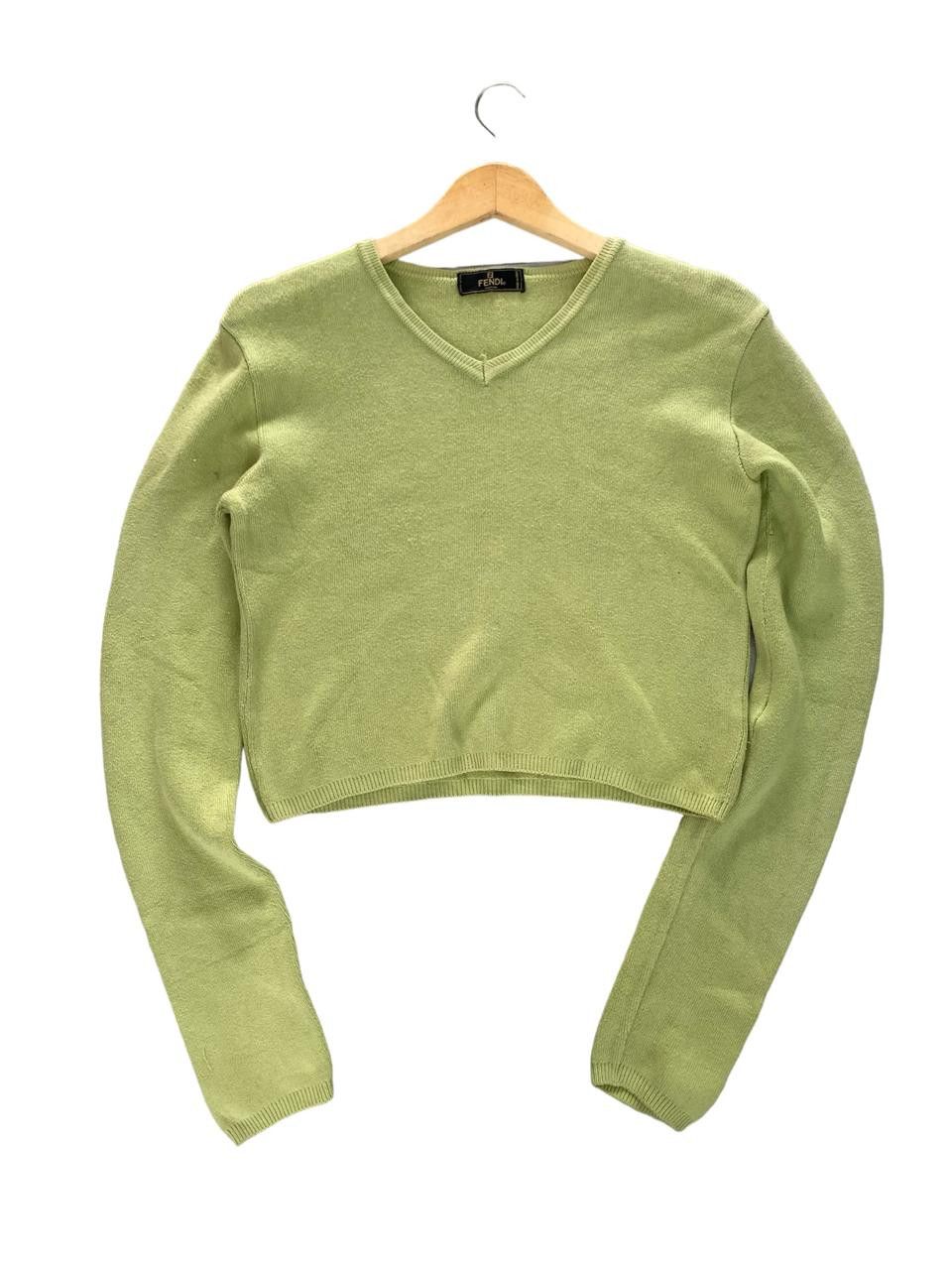 image of Fendi Selleria Serie Numerata Crop Sweater in Green, Women's (Size Medium)