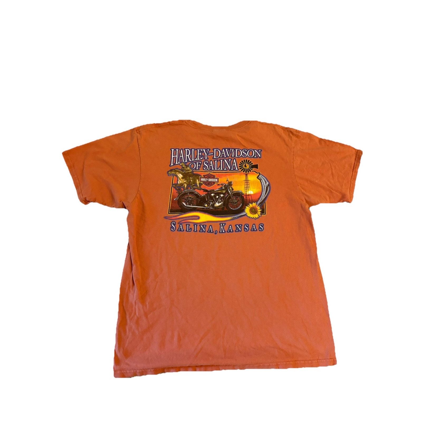 Harley Davidson VTG Y2k Harley-Davidson Men's Motor Cycles Orange XL T-shirt Size US XL / EU 56 / 4 - 2 Thumbnail