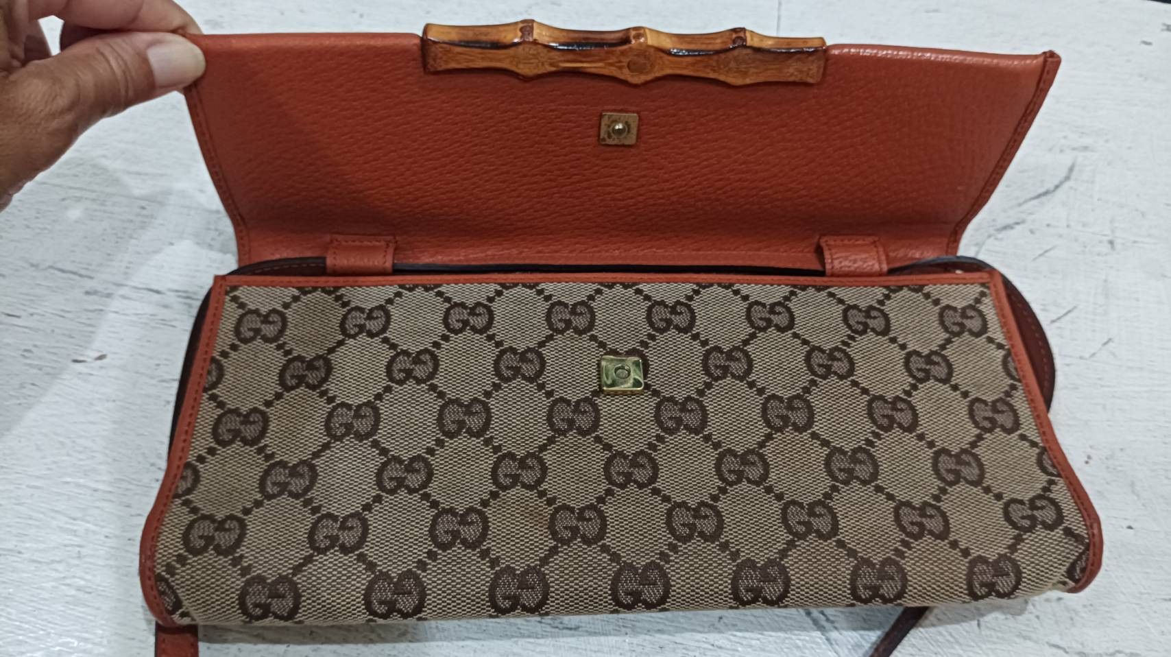 Gucci VTG Gucci Bamboo Bar Clutch Bag, GG Canvas Size ONE SIZE - 8 Thumbnail