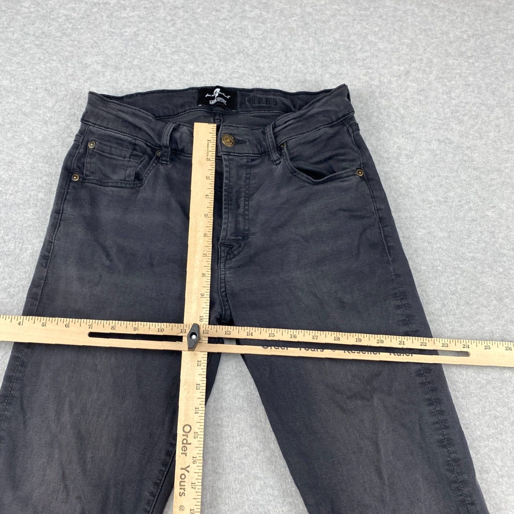 7 For All Mankind 7 For All Mankind Slimmy Jeans Mens 31 Black Luxe Sport Frayed Stretch Straight Jeans Size US 31 - 4 Thumbnail