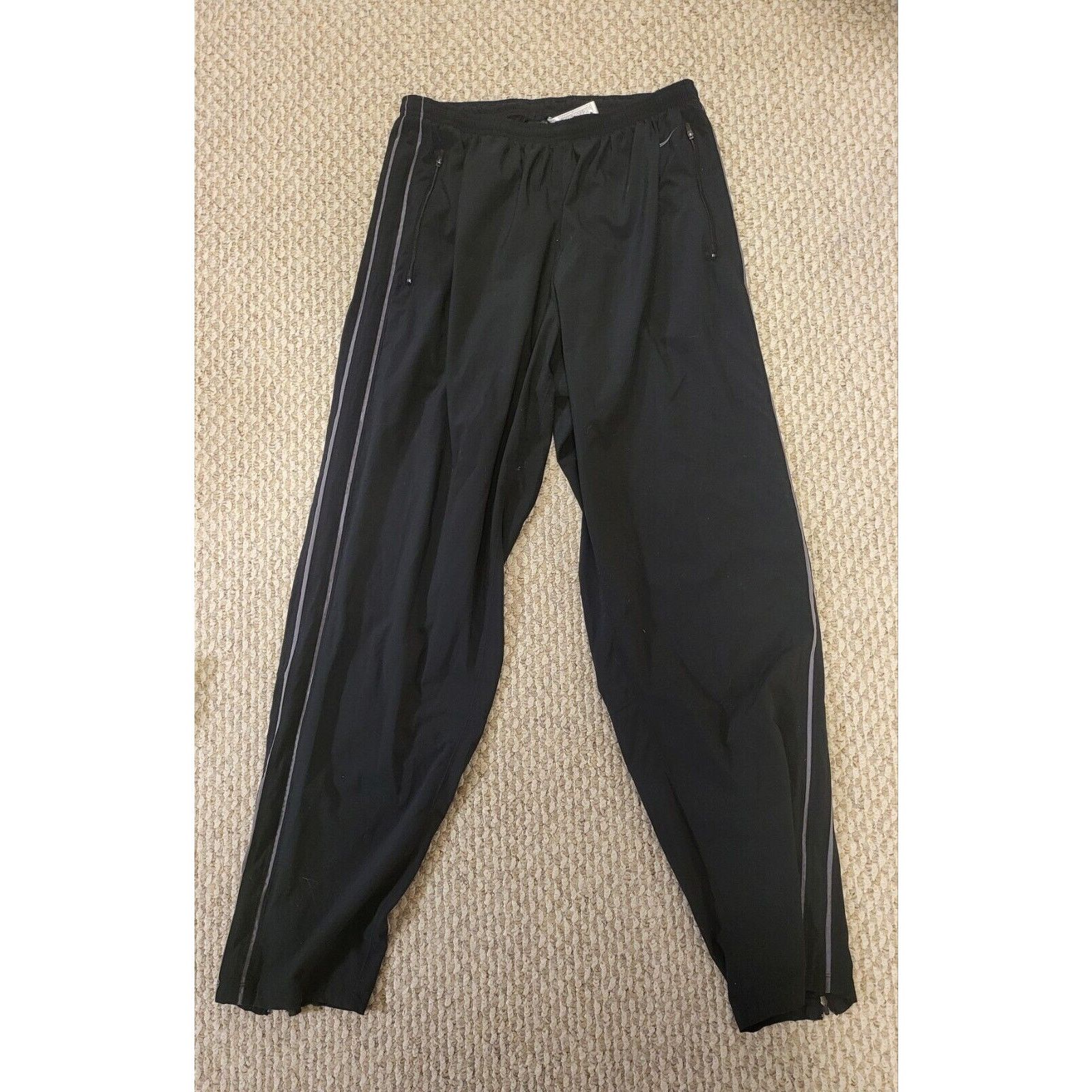 Nike Nike Mens Black With Grey Stripe Size Large Track Pants Size US 38 / EU 54 - 1 Thumbnail