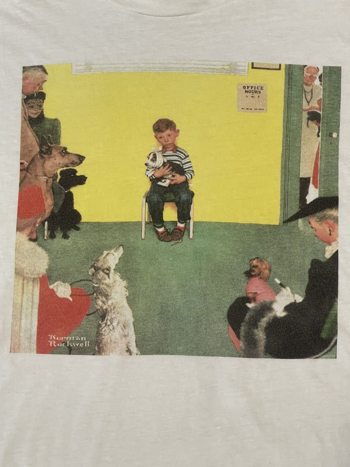 Vintage Norman Rockwell Waiting for the Vet At The Vet 1952 Painting Size US L / EU 52-54 / 3 - 2 Thumbnail