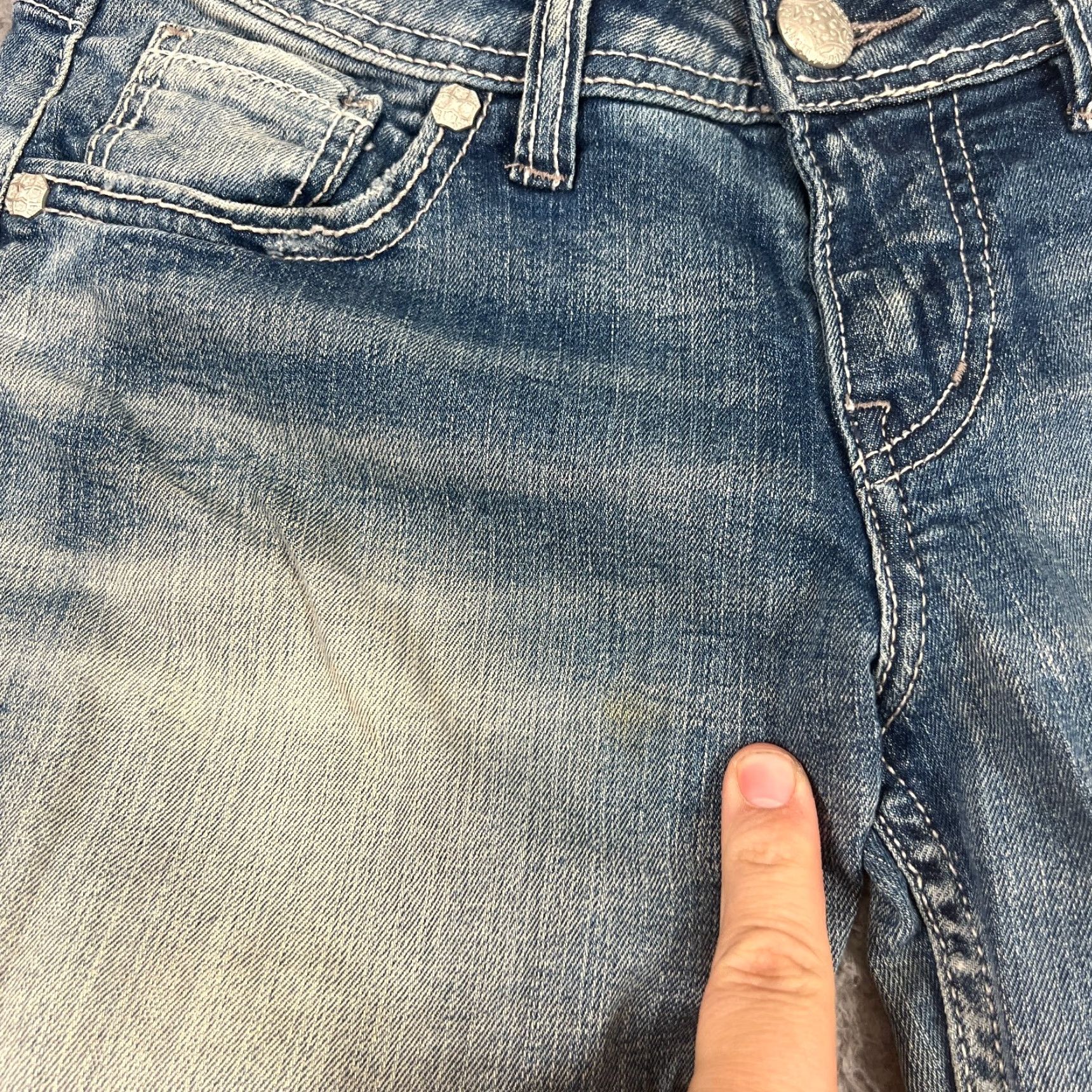 Silver Jeans Co. VINTAGE Silver Jeans Co Boyfriend Jeans Womens 26 31x28 Super Stretch High Rise Blue Distressed Denim Size 26" / US 2 / IT 38 - 2 Thumbnail