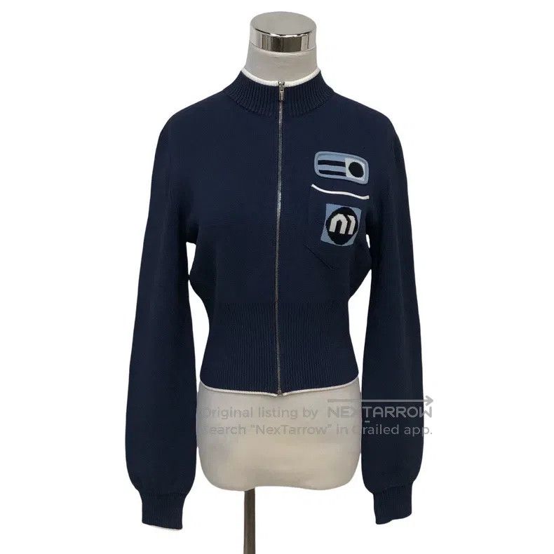 Miu Miu 40 Embroidered logo zipper coat
