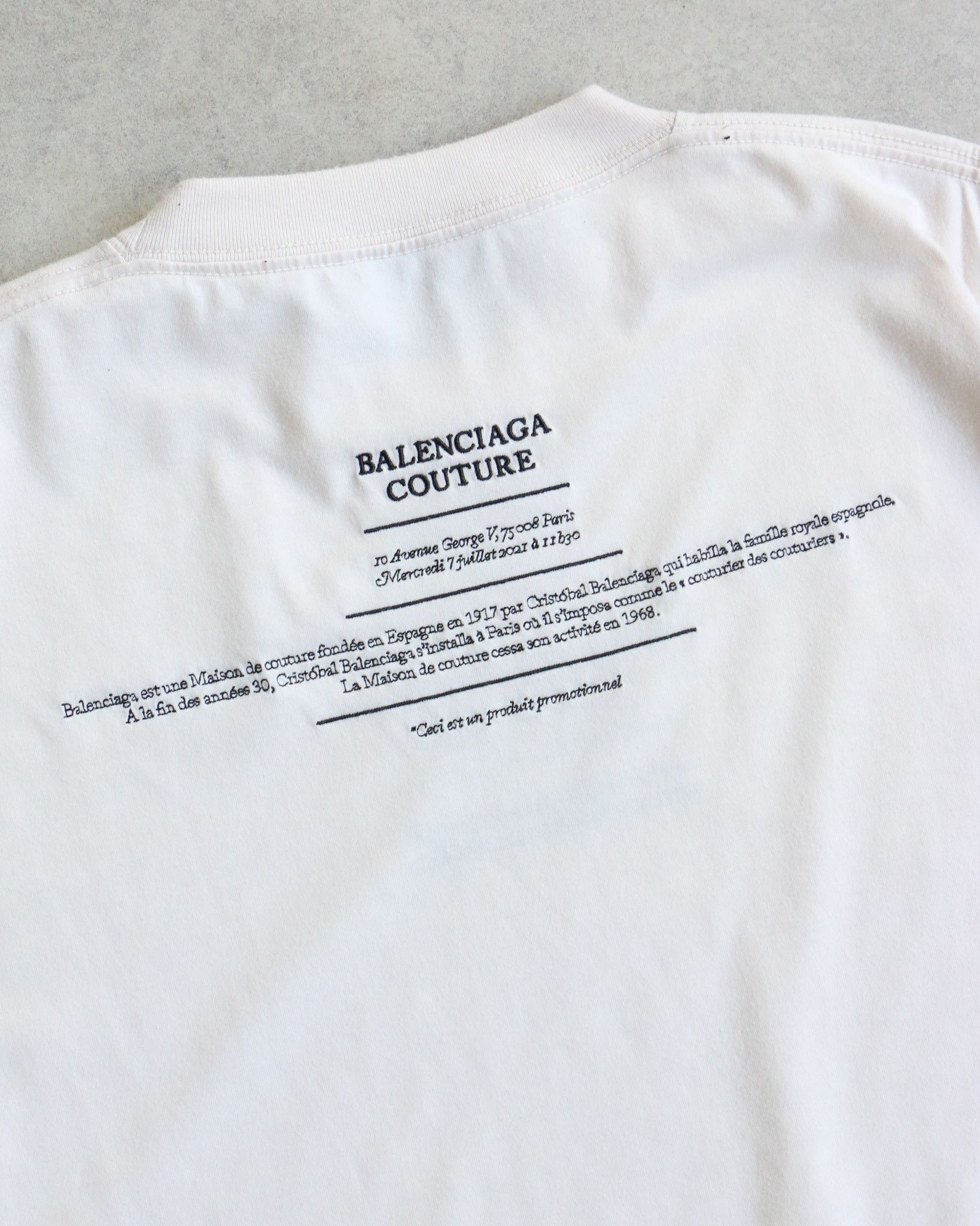 Balenciaga Balenciaga Couture Stitched Text Tee Beige Size US XS / EU 42 / 0 - 6 Thumbnail