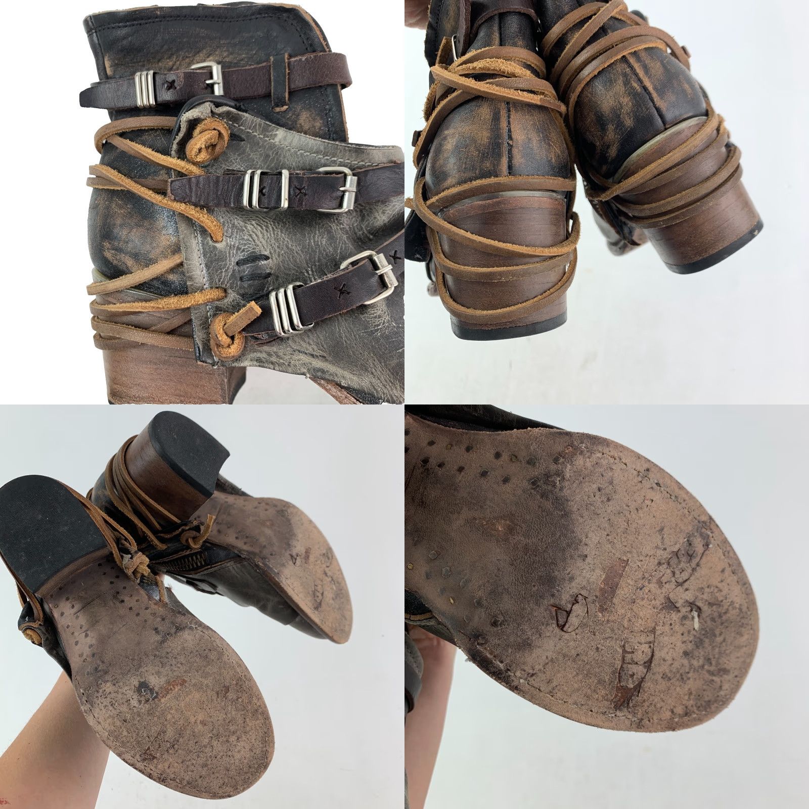 FREEBIRD Freebird Crue Short Leather Booties Boots Womens 6 Gray Leather Straps Zip Vintage: No Shoe Bootie Menus: N/A Size 28" / US 6 / IT 42 - 8 Thumbnail