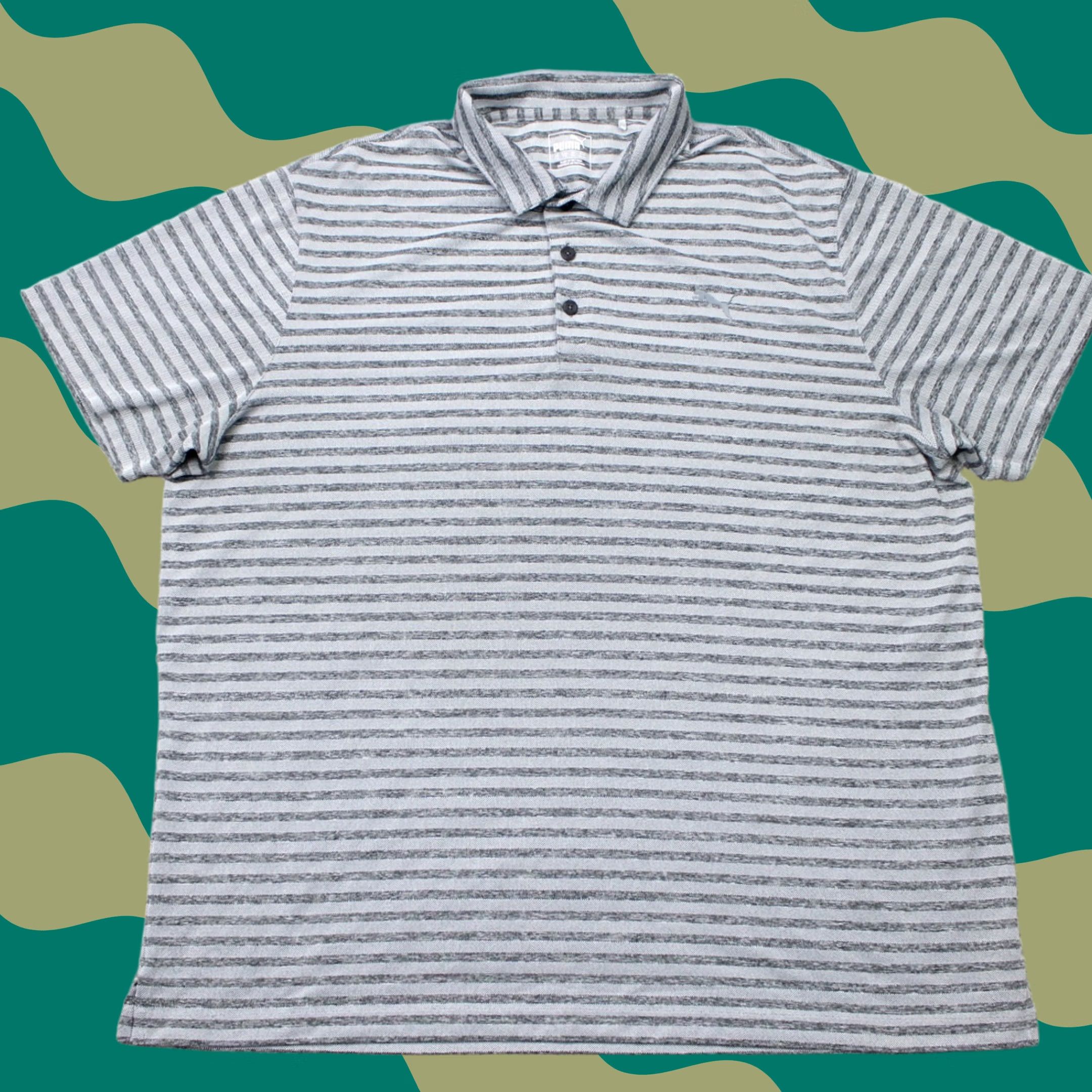 Puma PUMA Polo Shirt Mens 2XL Gray Striped Golf Short Sleeve Stretch Pullover Polo Shirt Mens 2XL Gray Striped Golf Short Sleeve Stretch Pullover Size US XXL / EU 58 / 5 - 1 Thumbnail