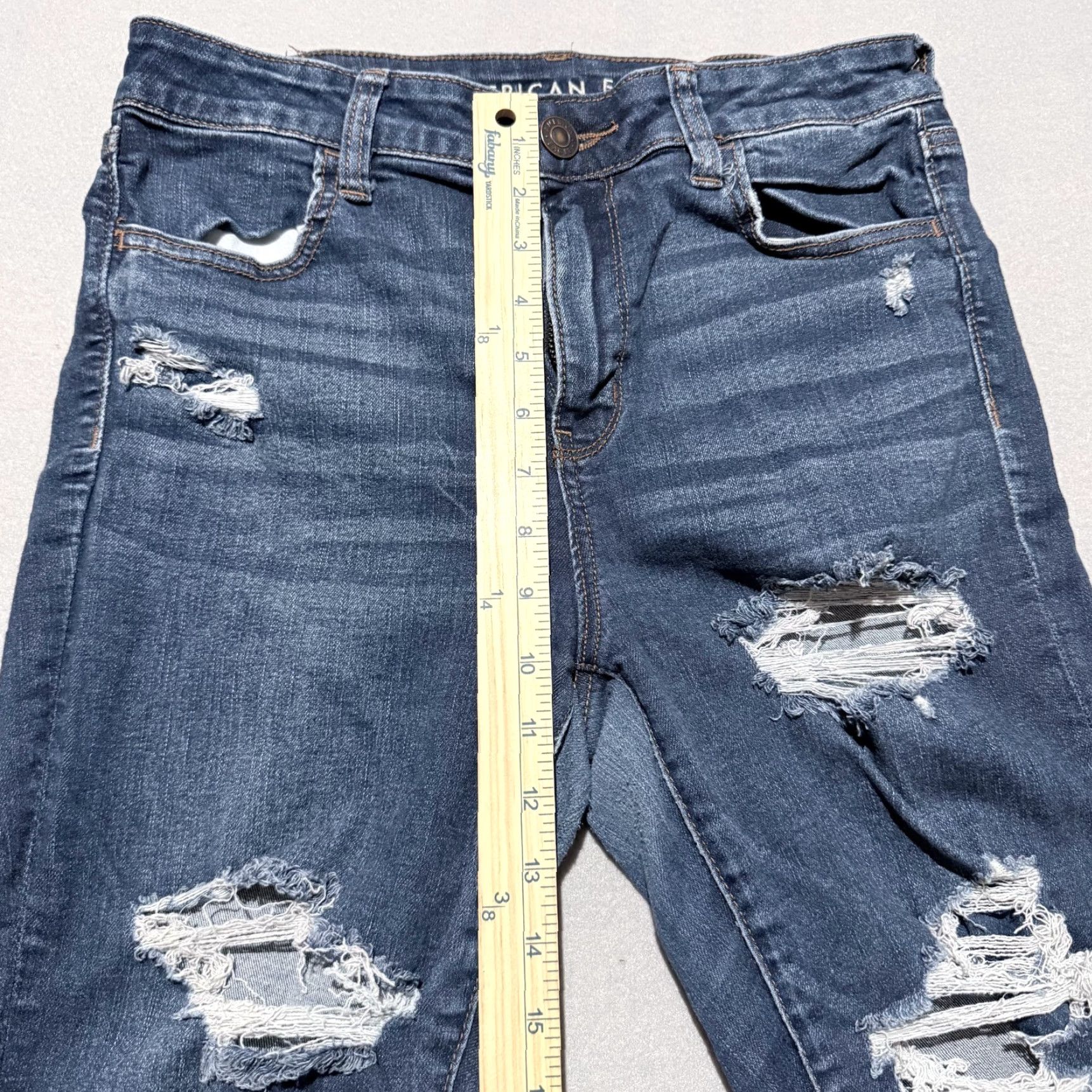 American Eagle Outfitters American Eagle Outfitters Jeans Women's 10 Dark Wash Denim Distressed Stretch Regular Size 10 Blue Women Jeans Size 32" / US 10 / IT 46 - 4 Thumbnail