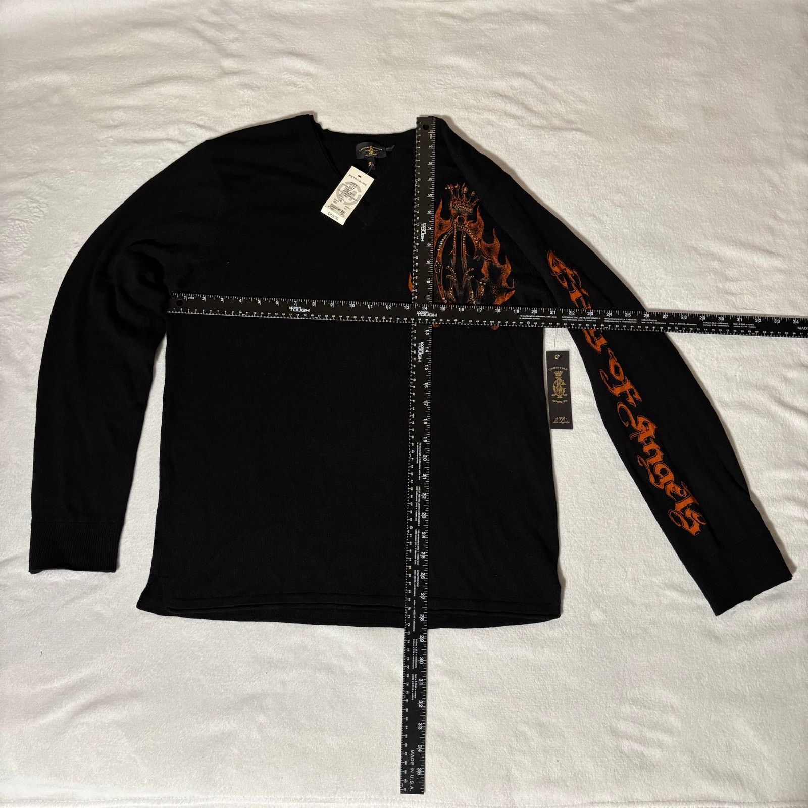 Christian Audigier Christian Audigier Skull Piston V Neck Black Y2K NWT Size US XL / EU 56 / 4 - 4 Thumbnail