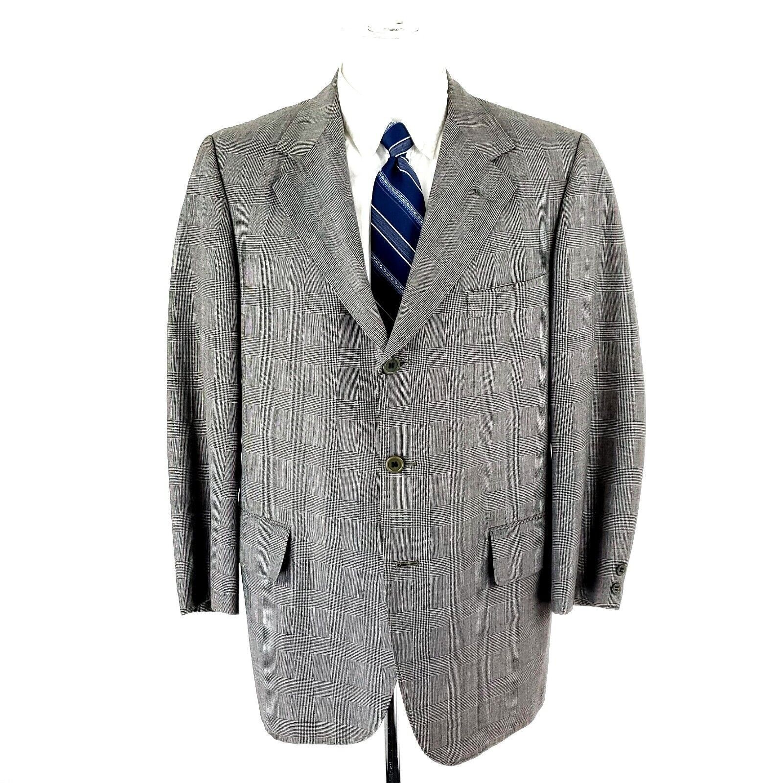 Hickey Freeman Vintage Hickey Freeman Wool 3 Button Blazer 40R Gray Glen Pl Size 40R - 3 Thumbnail