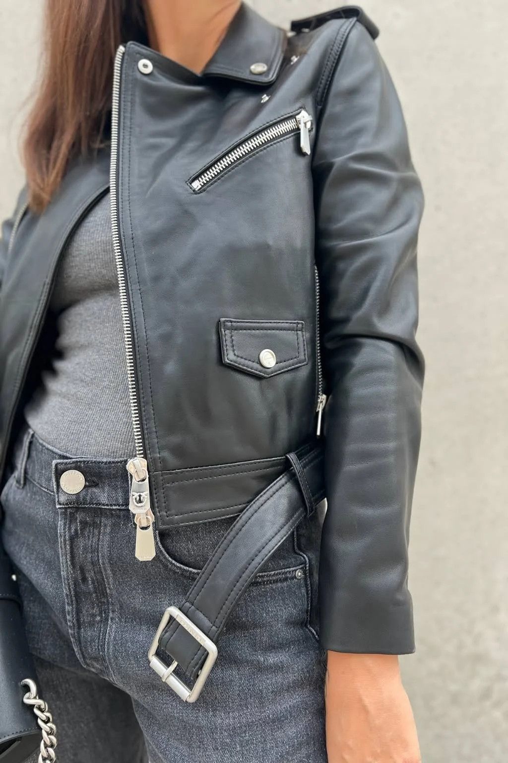 Pinko o1s22i1n0824 Nappa Leather Biker Jacket in Black Size M / US 6-8 / IT 42-44 - 2 Thumbnail