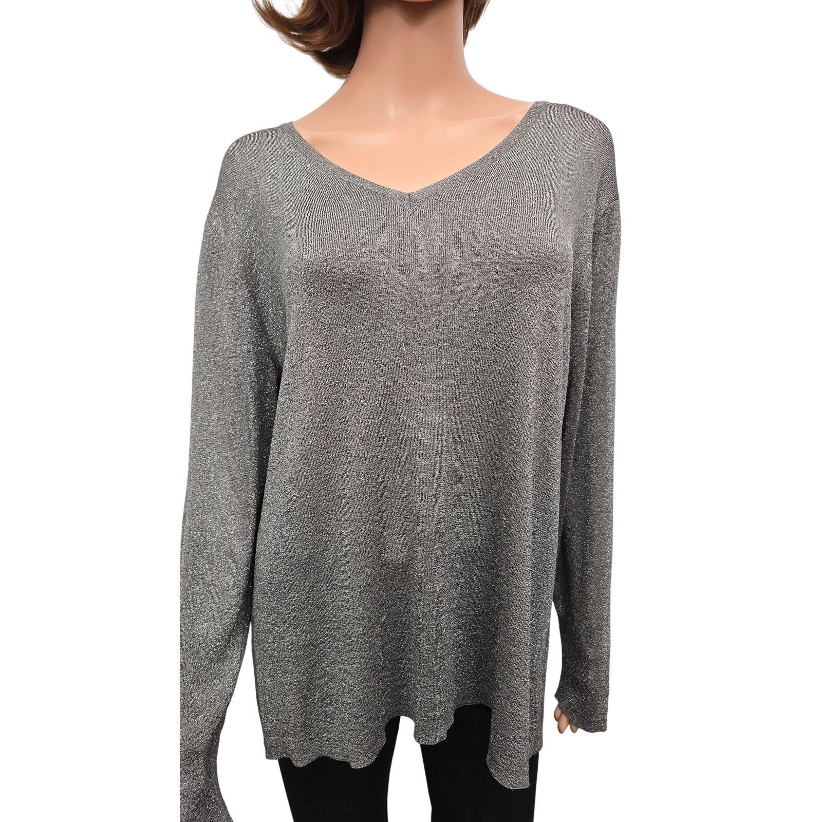 Eileen Fisher Eileen Fisher Shimmer Sweater Italian yarn 1X Metallic Silve Size XL / US 12-14 / IT 48-50 - 4 Thumbnail