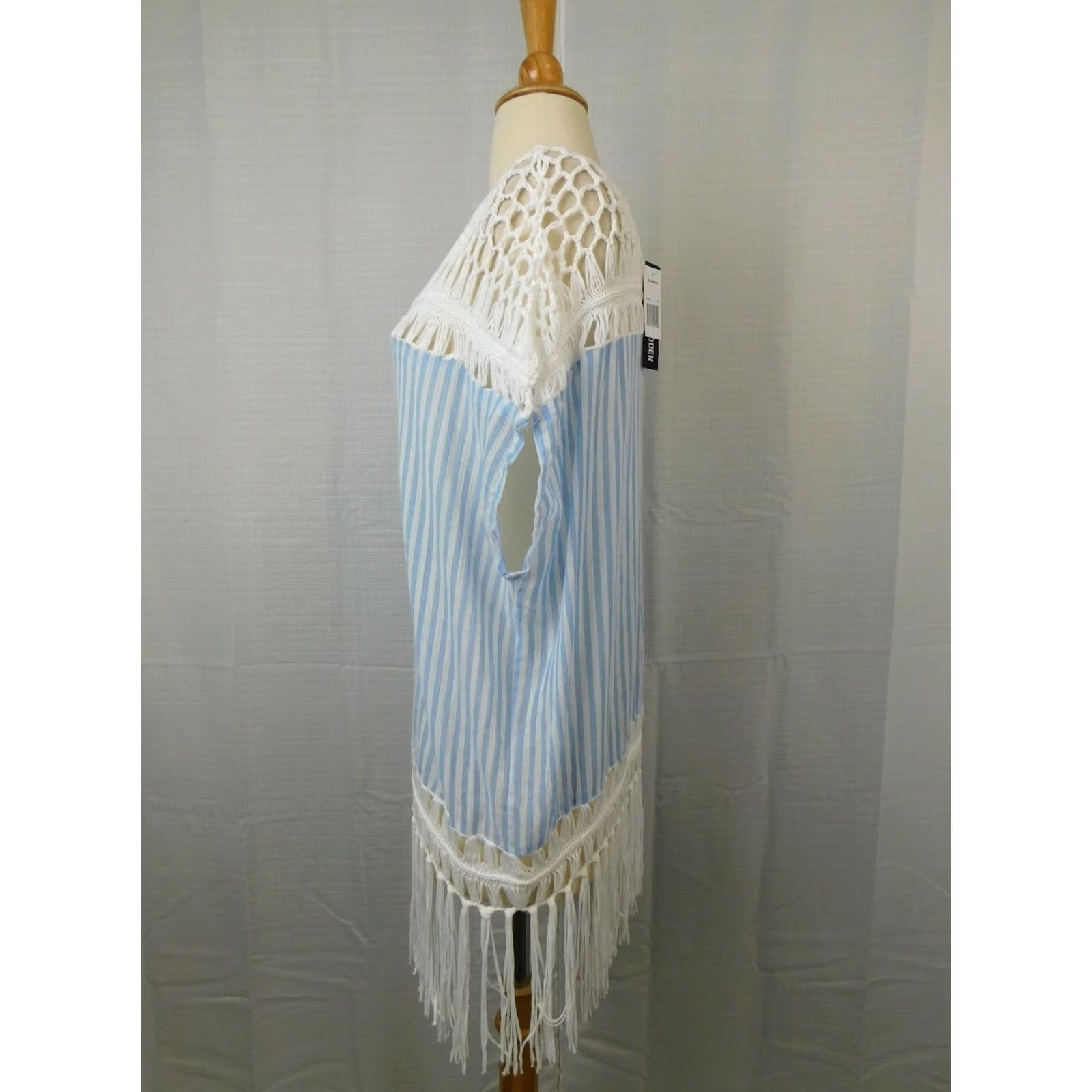 Steve Madden Steve Madden Crochet Cotton Beach Tunic Swim Cover-up Chambray Stripe One Size Blue Women Cover Up Shirt Womens Beach Cover-Up Size ONE SIZE - 5 Thumbnail