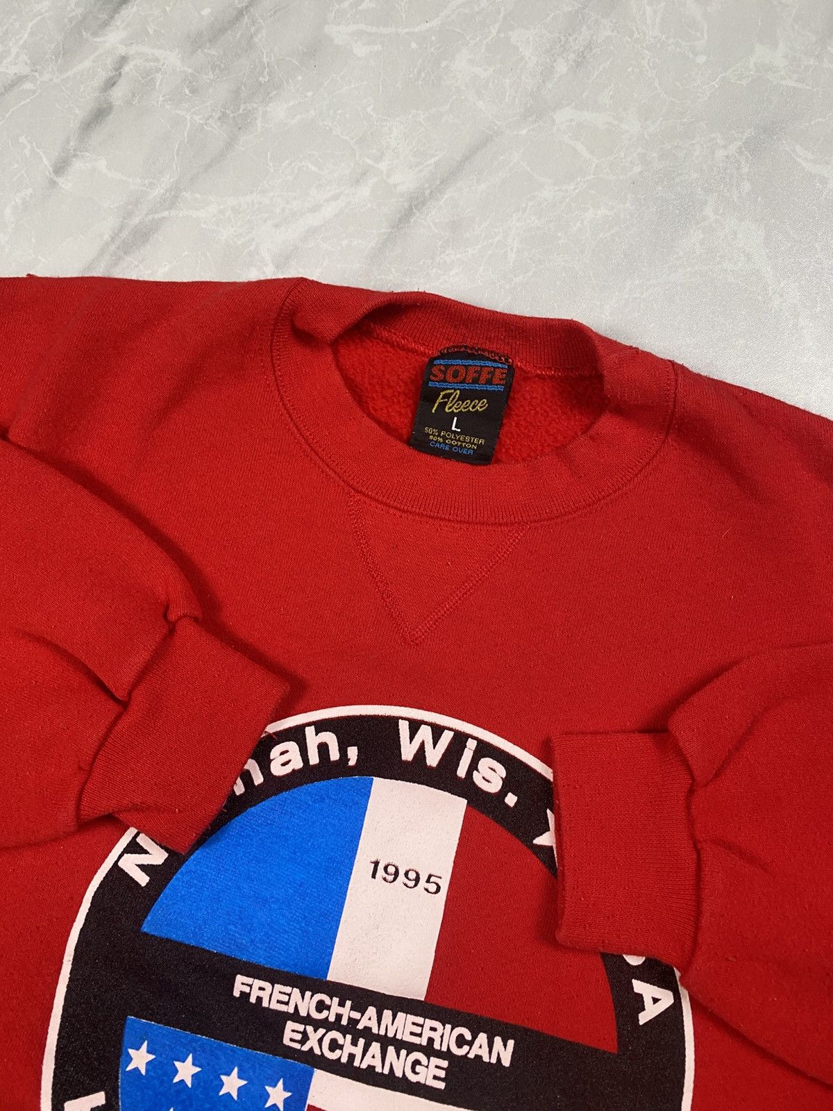 Soffe Vintage 1995 French American Exchange Crewneck Size US L / EU 52-54 / 3 - 3 Thumbnail