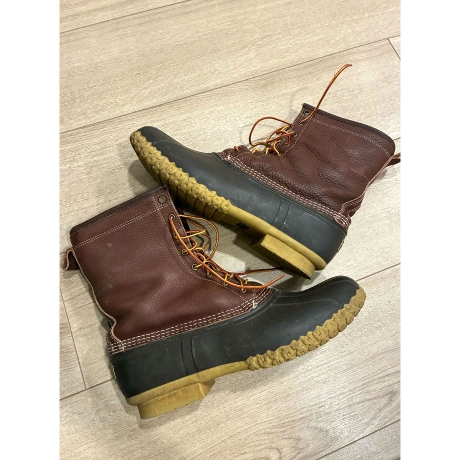 Vintage VINTAGE LL Bean Men’s Fur Shearling Lined Bean Boots Leather Duck Made in USA Size 13 Mens Boots Brown Leather Duck Combat 13 Size US 13 / EU 46 - 2 Thumbnail
