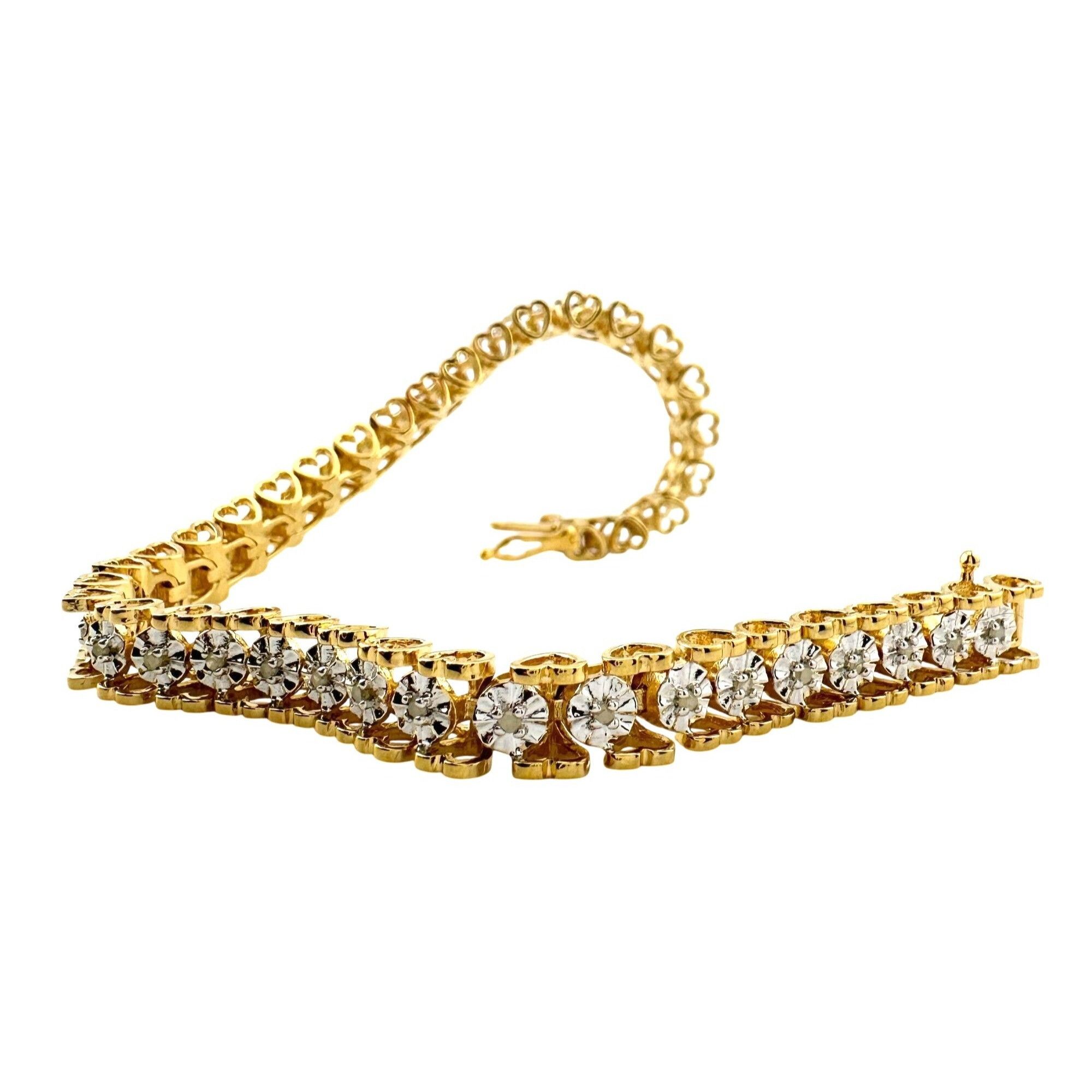Other 1/2 Carat Diamond Bracelet w Heart Pattern on Side 14kt Gold Size ONE SIZE - 1 Thumbnail