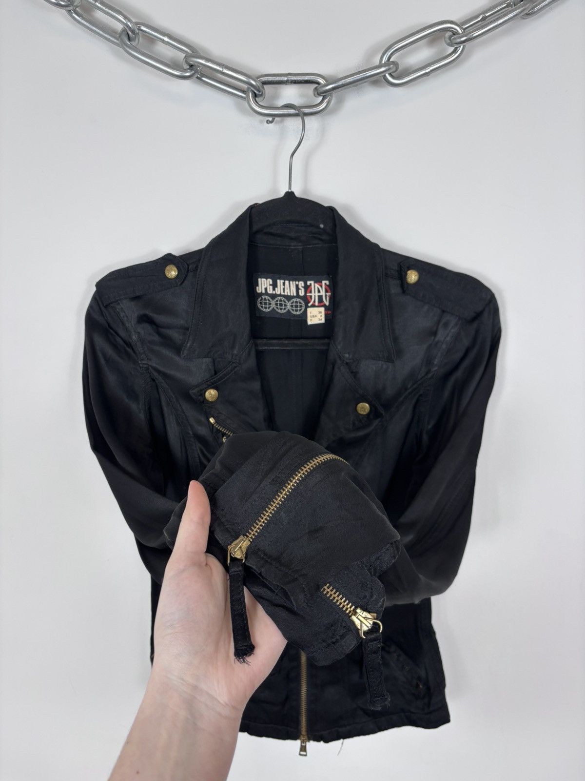 Jean Paul Gaultier Vintage Jean Paul Gaultier Women’s Black Biker Jacket Size S / US 4 / IT 40 - 14 Thumbnail