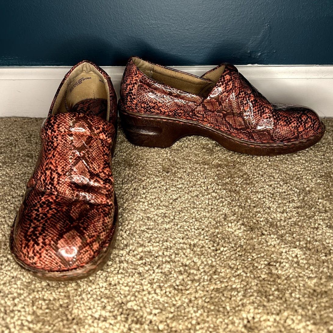 Other B.O.C Faux Leather Snakeskin Print Clogs Shoes Dark Pink 7.5 Size US 7.5 / IT 37.5 - 3 Thumbnail