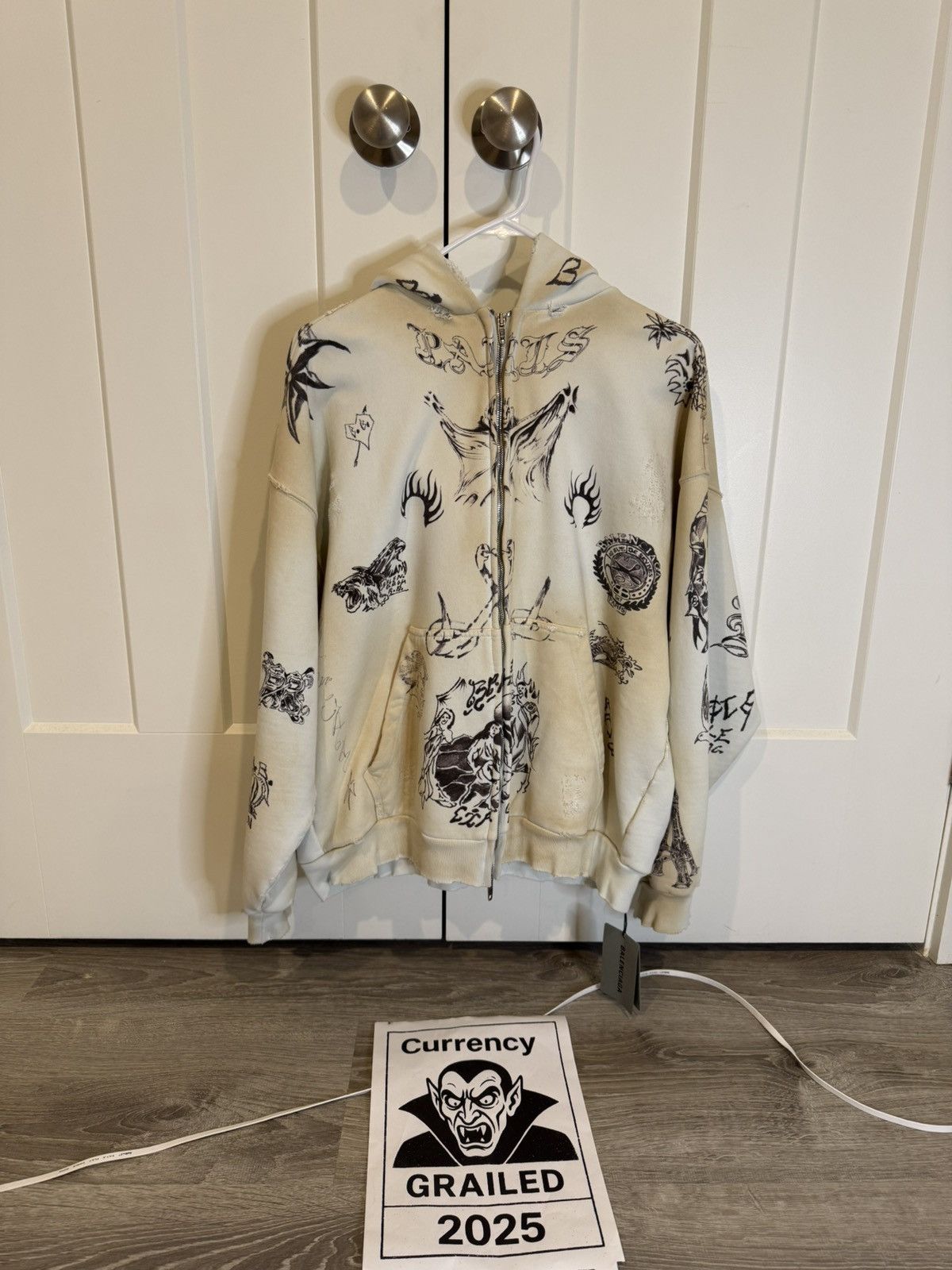 Balenciaga Balenciaga Tattoo Zip Up Hoodie Size US XS / EU 42 / 0 - 1 Thumbnail