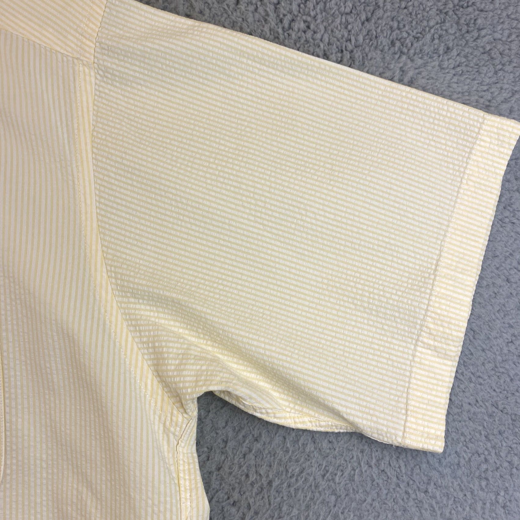 Tommy Hilfiger Tommy Hilfiger Button-Up Shirt Adult XL Yellow Blue Short Sleeve Cotton Light Stripes Casual Mens Size US XL / EU 56 / 4 - 5 Thumbnail