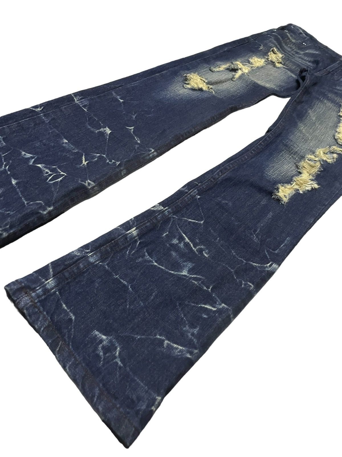 Tornado Mart Philodox Japan Flared Distressed Indigo Mud Jeans Denim Pant Size US 30 / EU 46 - 5 Thumbnail