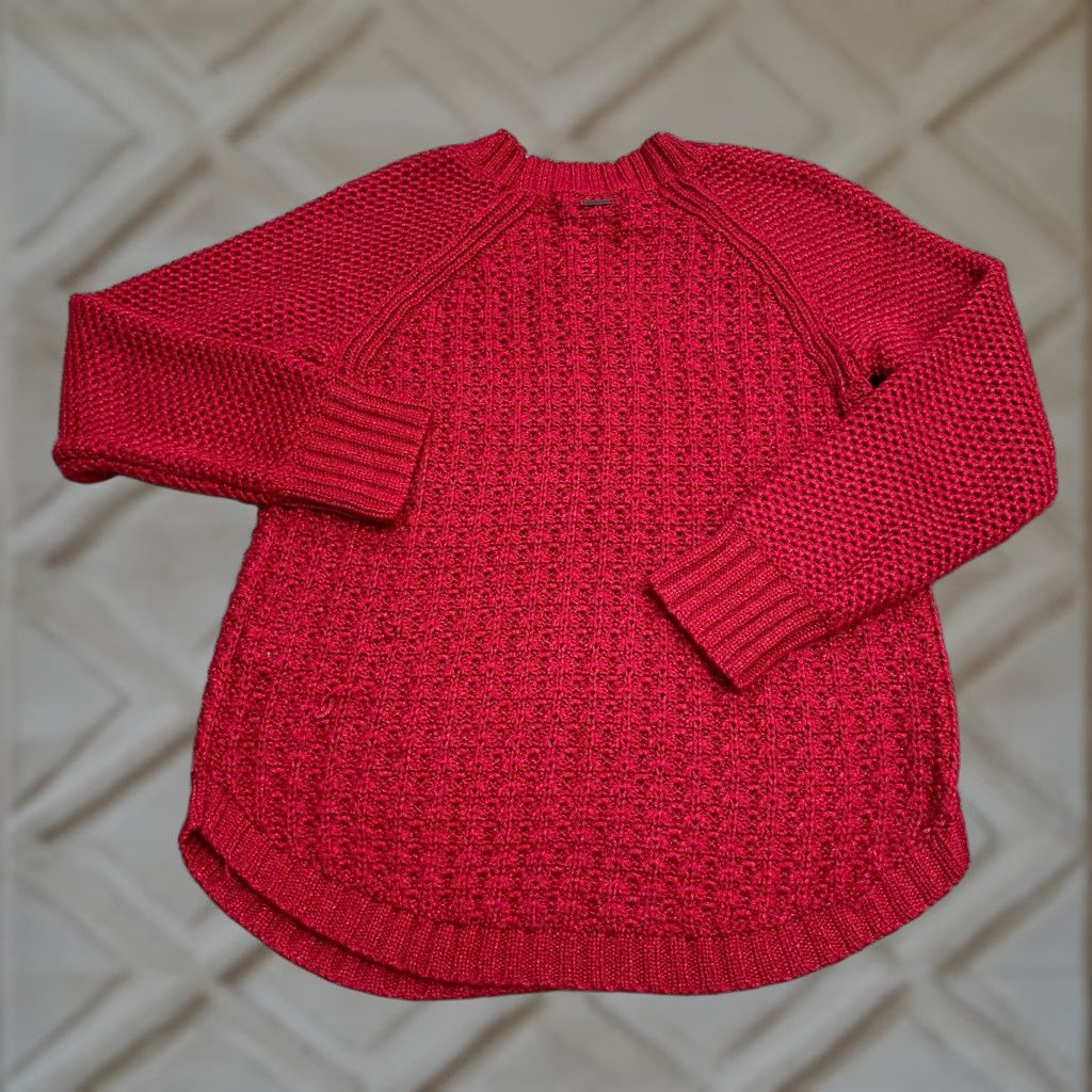 Calvin Klein Calvin Klein Jeans Women's L Red Chunky Pullover Sweater Scoop Neck Acrylic Size L / US 10 / IT 46 - 1 Thumbnail