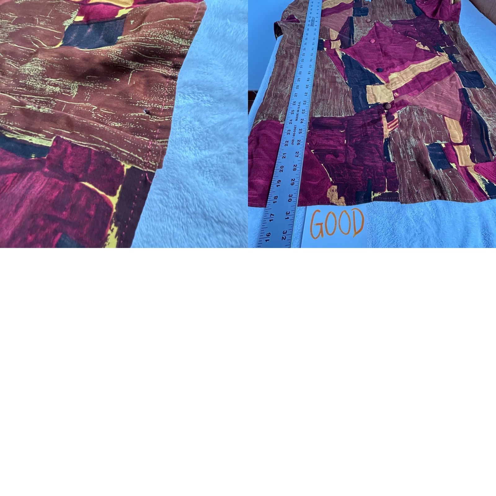 Vintage Marilyn B Womens Lightweight Jacket 1X Abstract Print Button-Front Red Brown Size XL / US 12-14 / IT 48-50 - 8 Thumbnail