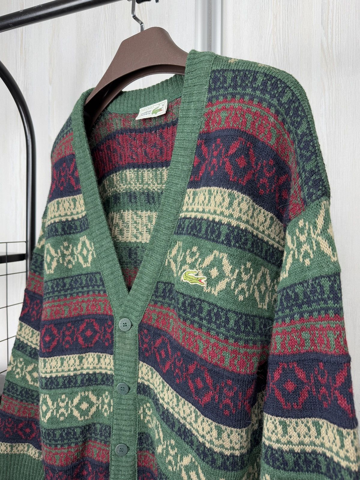 Lacoste Vintage CHEMISE LACOSTE FRANCE Fair Isle Knitted Cardigan 5 Size US L / EU 52-54 / 3 - 4 Thumbnail
