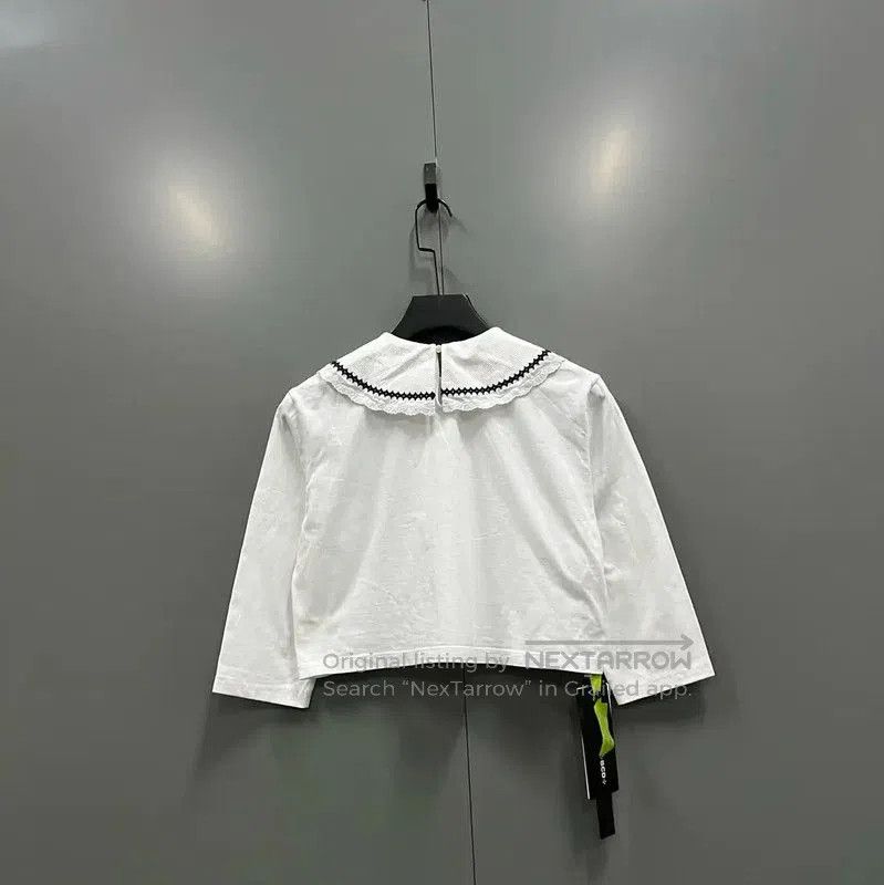 Miu Miu Miu Miu White Cropped Cotton T-Shirt . Size M / US 6-8 / IT 42-44 - 2 Thumbnail