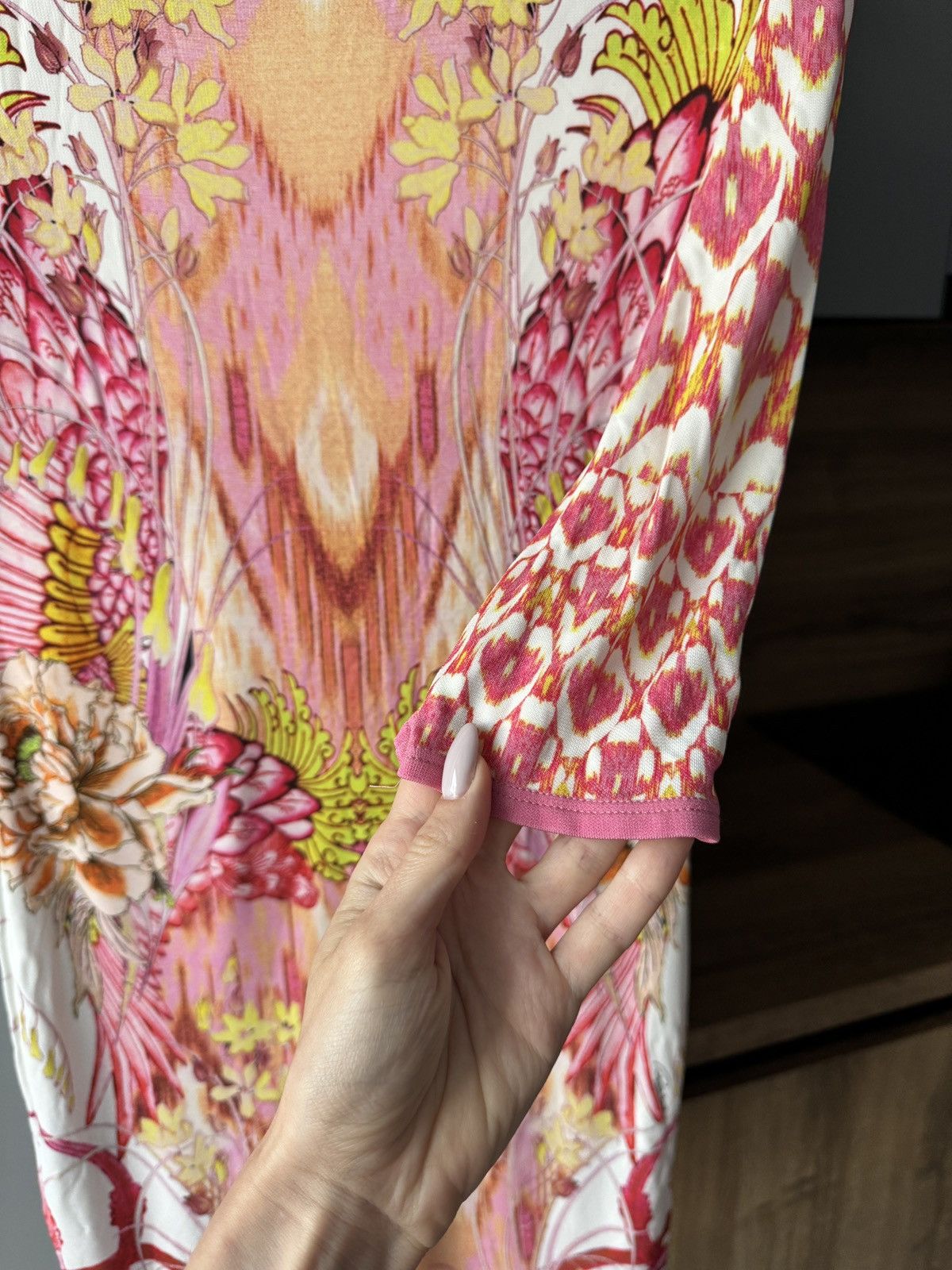 Roberto Cavalli ROBERTO CAVALLI Multicolor Floral Long Sleeve Bodycon Dress Size M / US 6-8 / IT 42-44 - 7 Thumbnail