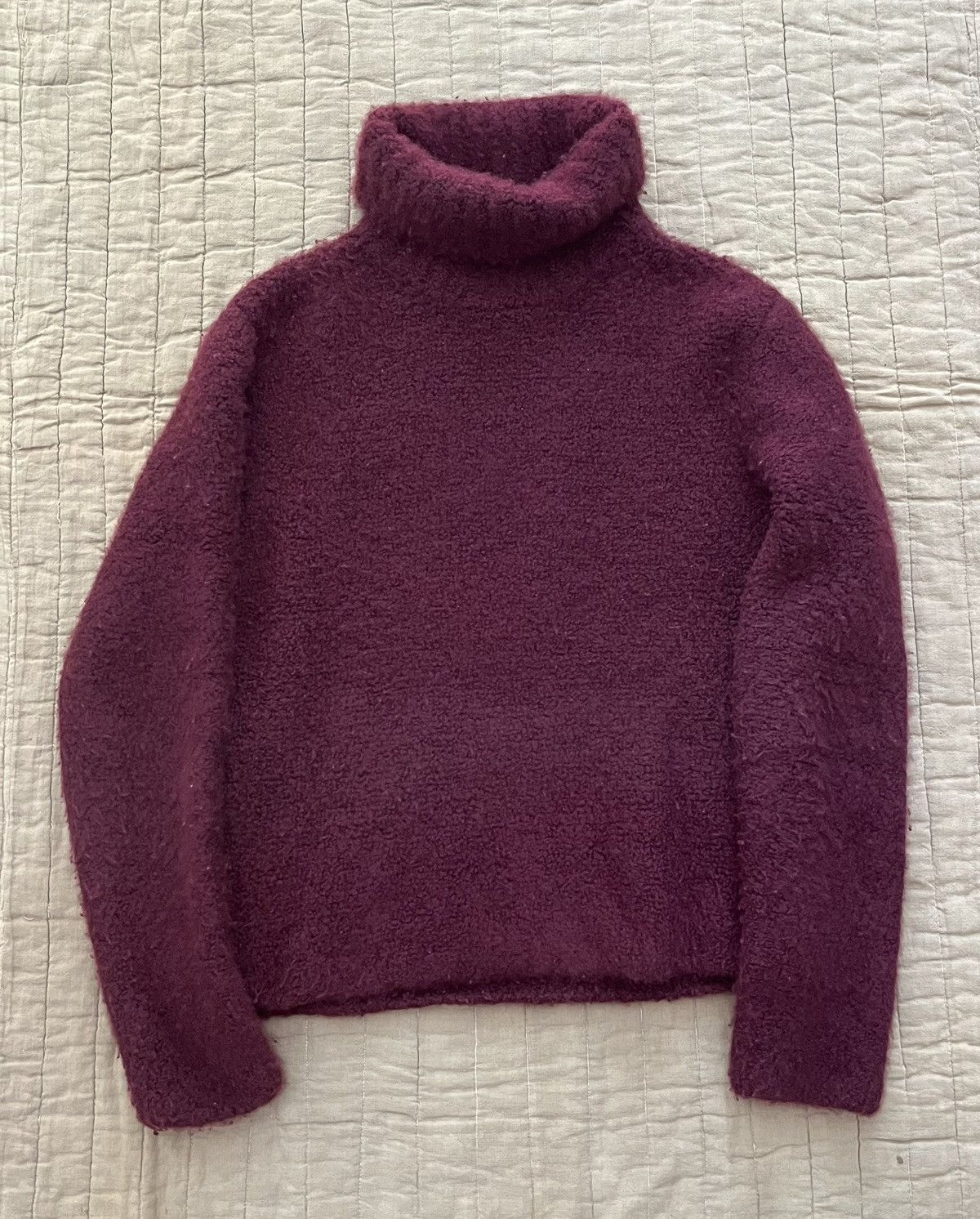 image of Berluti x Haider Ackermann Fw17 Heavy Cashmere Silk Turtleneck in Bordeaux, Men's (Size Medium)