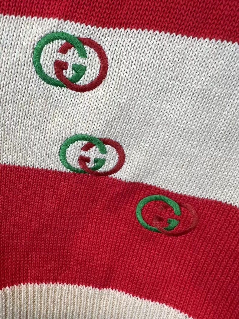 Gucci Gucci Red and green striped embroidered LOGO sweater 2503-N Size US L / EU 52-54 / 3 - 4 Thumbnail