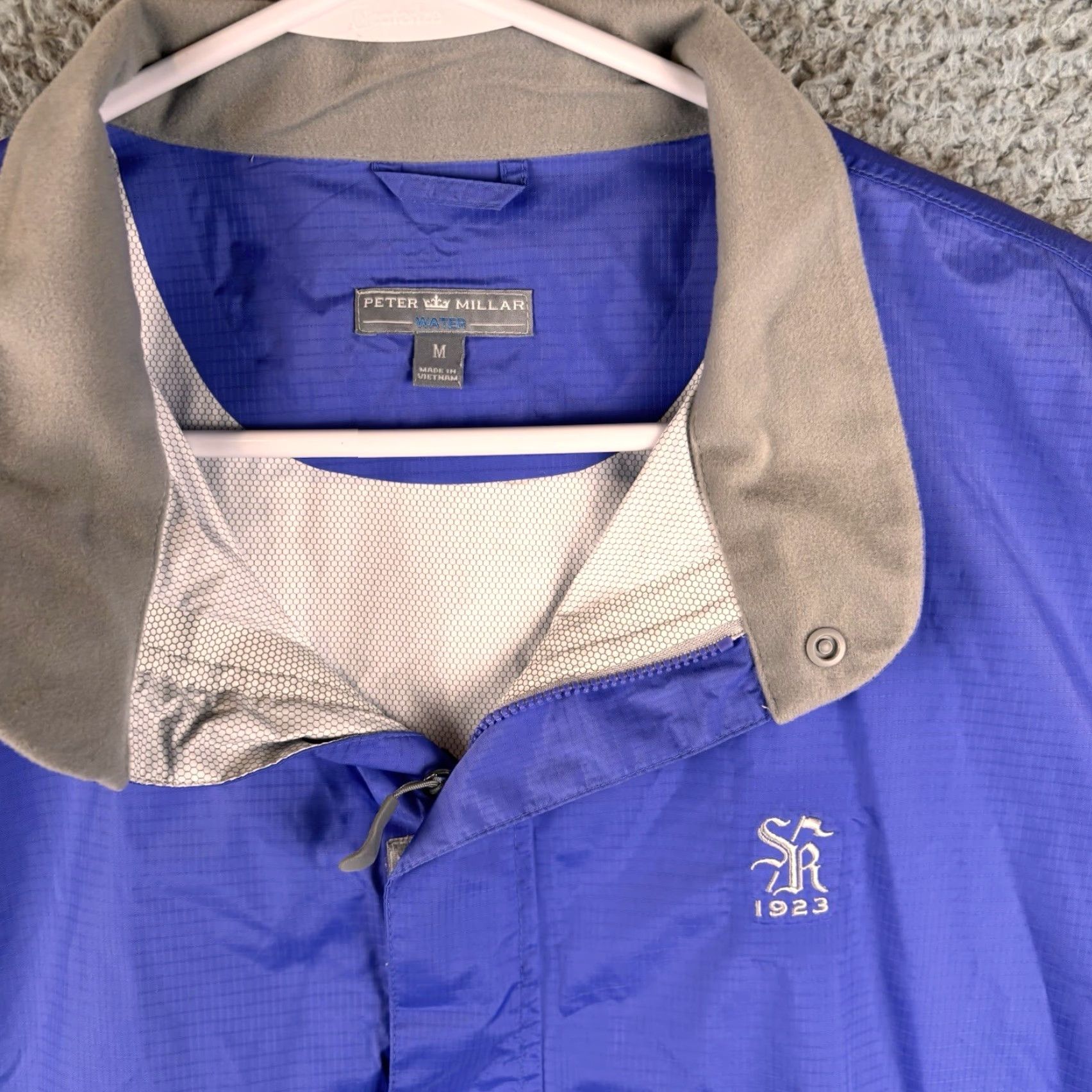 Peter Millar VINTAGE? Peter Millar Rain Jacket Mens M Purple Short Sleeve 1/2 Zip Waterproof Golf Jacket Mens M Purple Solid Windbreaker Sports Size US 31 - 2 Thumbnail
