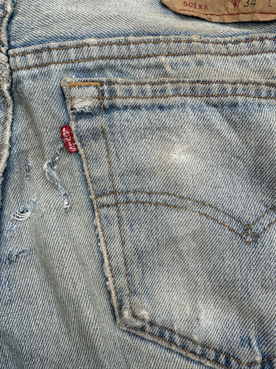 Levi's × Vintage Vtg Levis 501xx distress denim Size US 33 - 12 Thumbnail