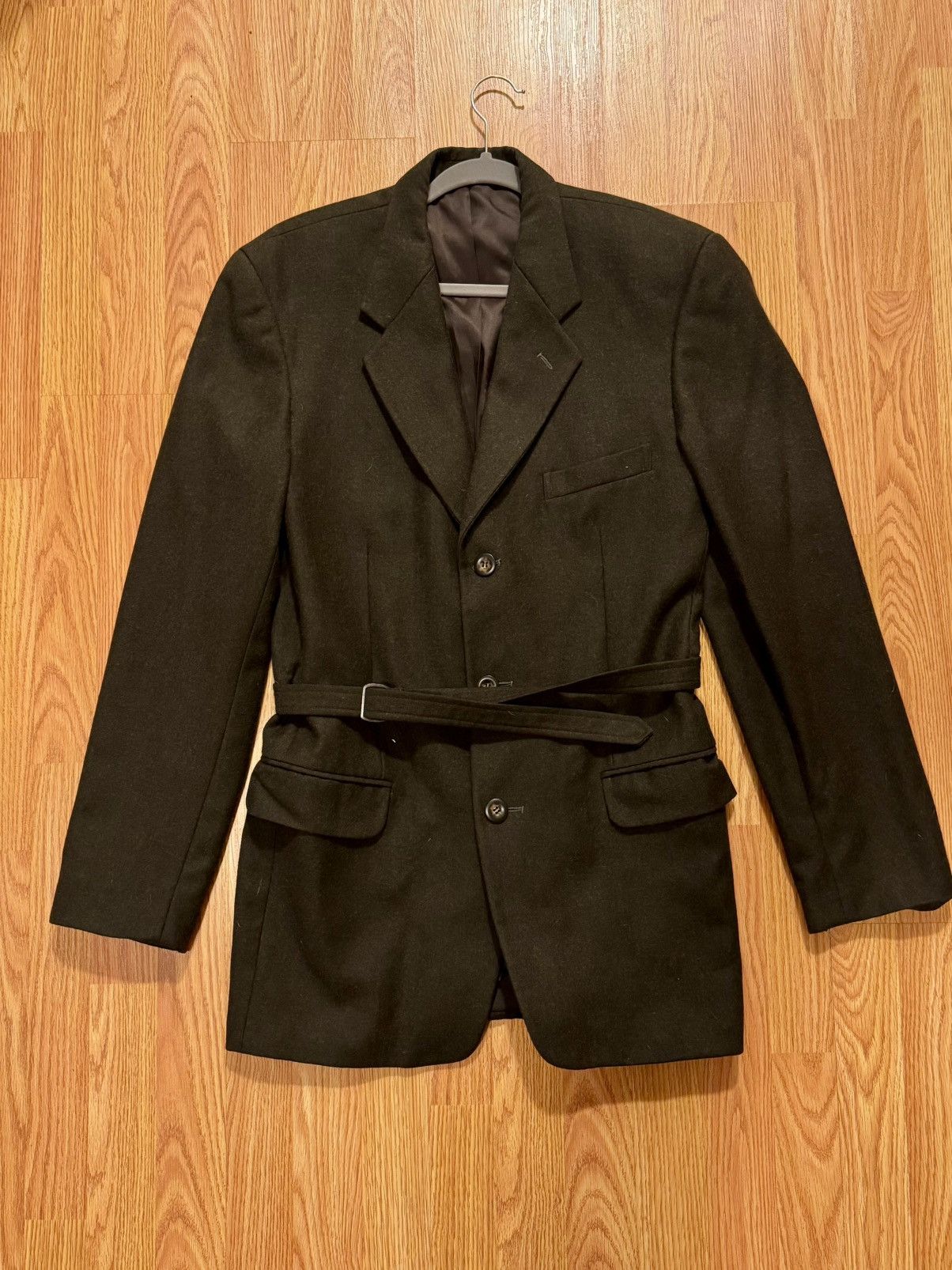 Giuliano Fujiwara Giuliano Fujiwara Belted Wool Blazer Green Minimal Archive Size 50R - 1 Thumbnail
