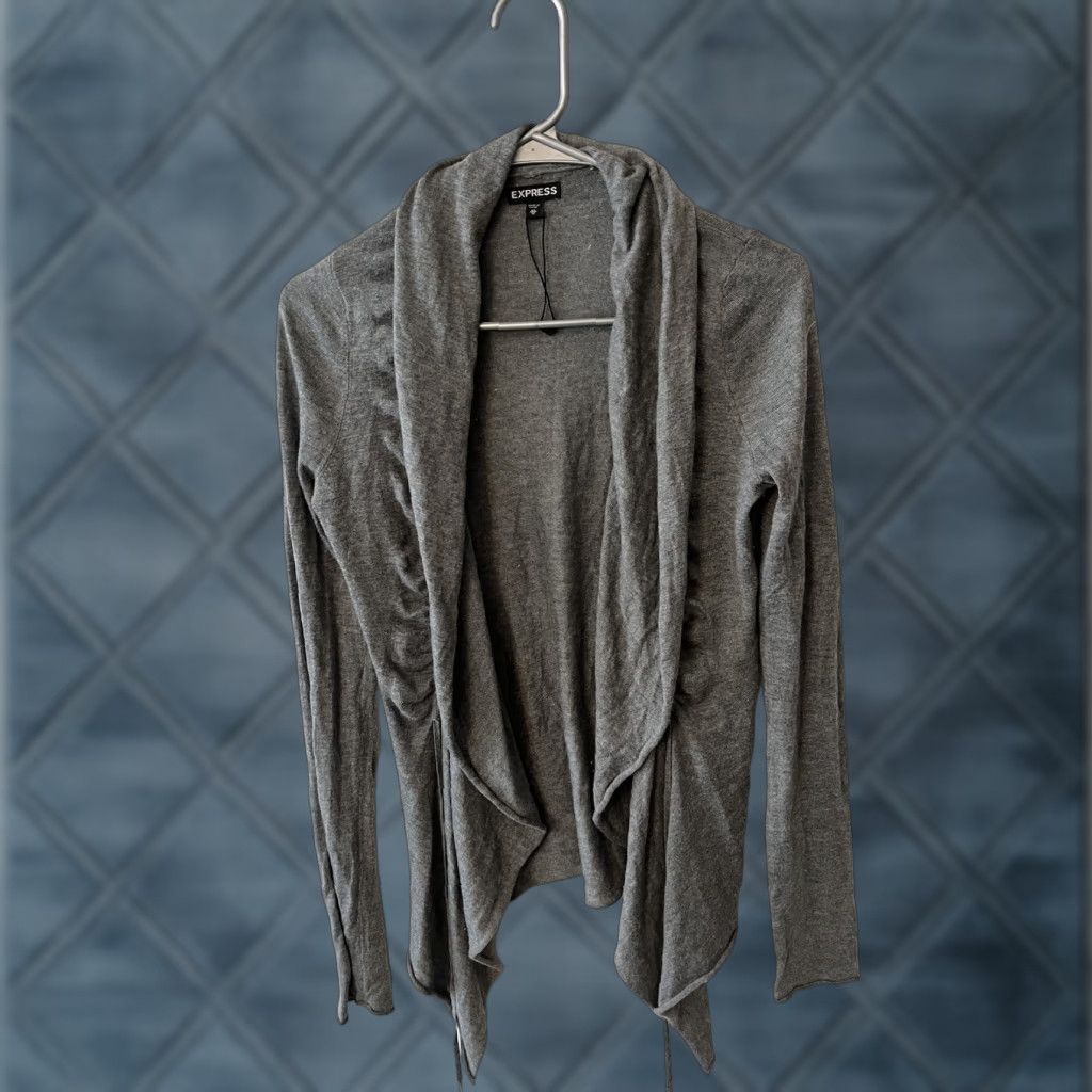 Express Express Women's Cardigan Sweater Long Sleeve Open Gray Size XS Size XS / US 0-2 / IT 36-38 - 1 Thumbnail