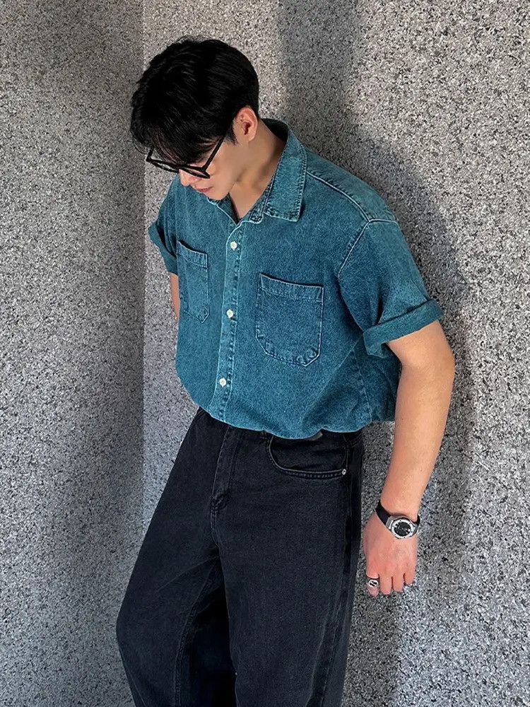 Jean Blue Short Sleeve Jean Shirt Size US M / EU 48-50 / 2 - 1 Thumbnail