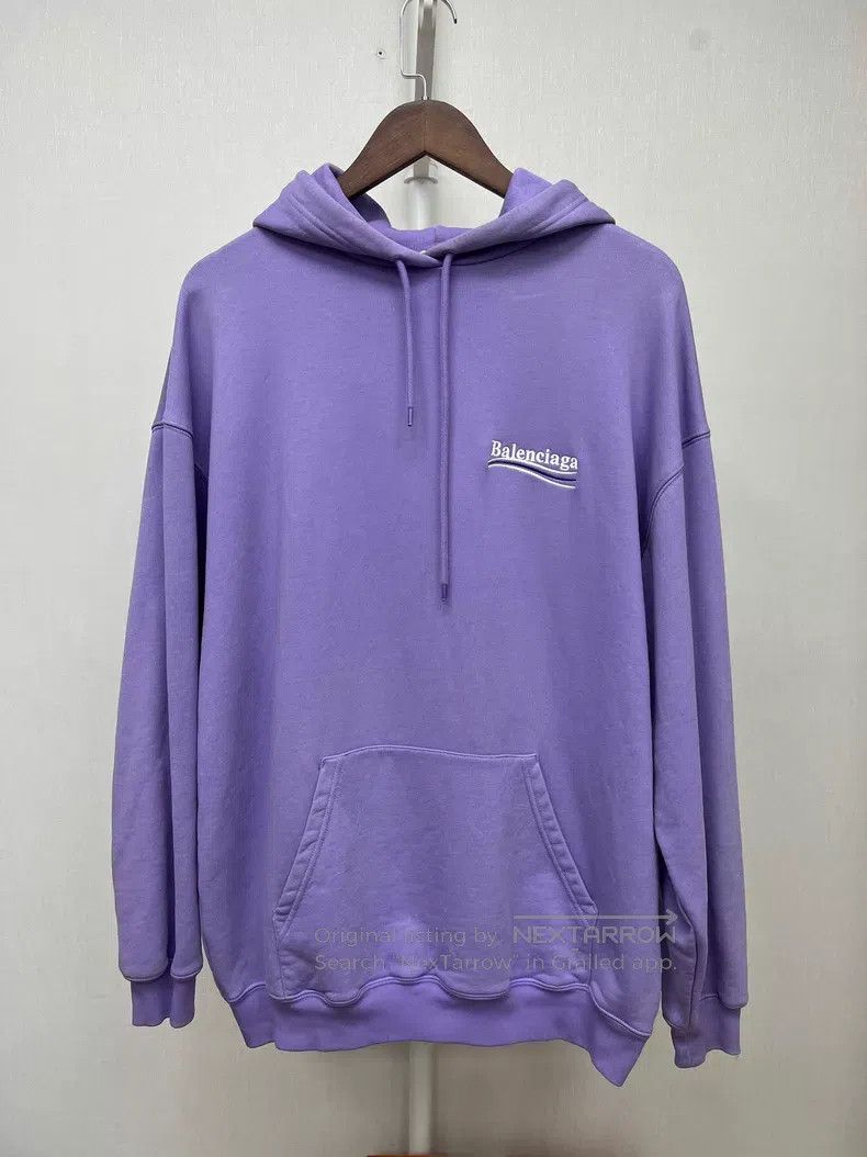 Balenciaga Balenciaga Purple Coke Embroidered Hooded Sweatshirt Size US M / EU 48-50 / 2 - 1 Thumbnail