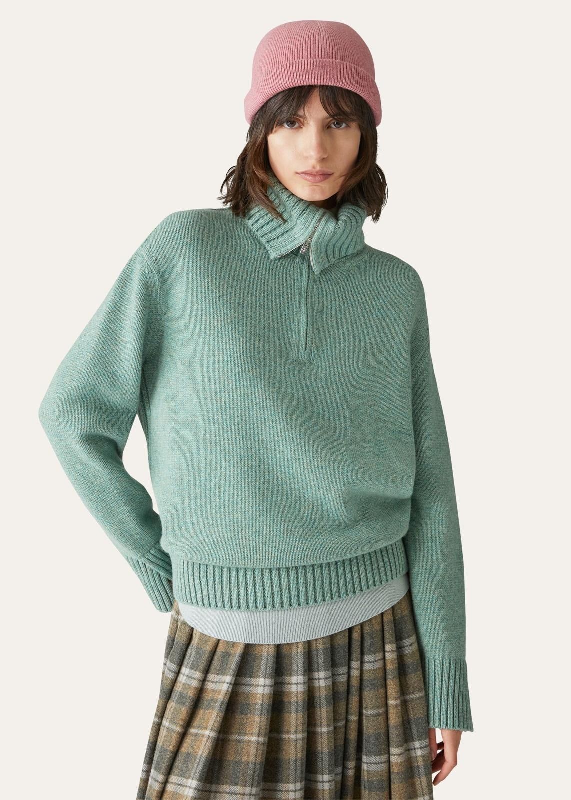 Loro Piana o1srvl11e0824 Parksville 23 Half Zip Sweater in Mint Size XS / US 0-2 / IT 36-38 - 3 Thumbnail
