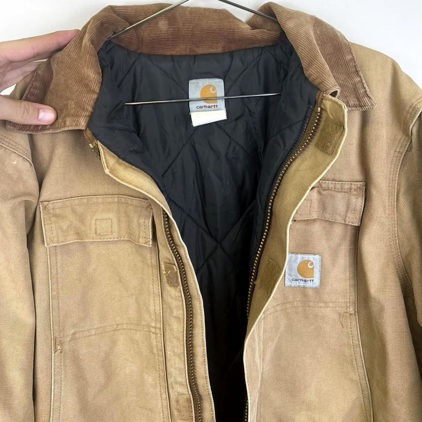 Carhartt VINTAGE Carhartt Men's Insulated Work Jacket Bomber Jacket XL Tan Cotton Jacket Mens Jacket Size US XL / EU 56 / 4 - 4 Thumbnail