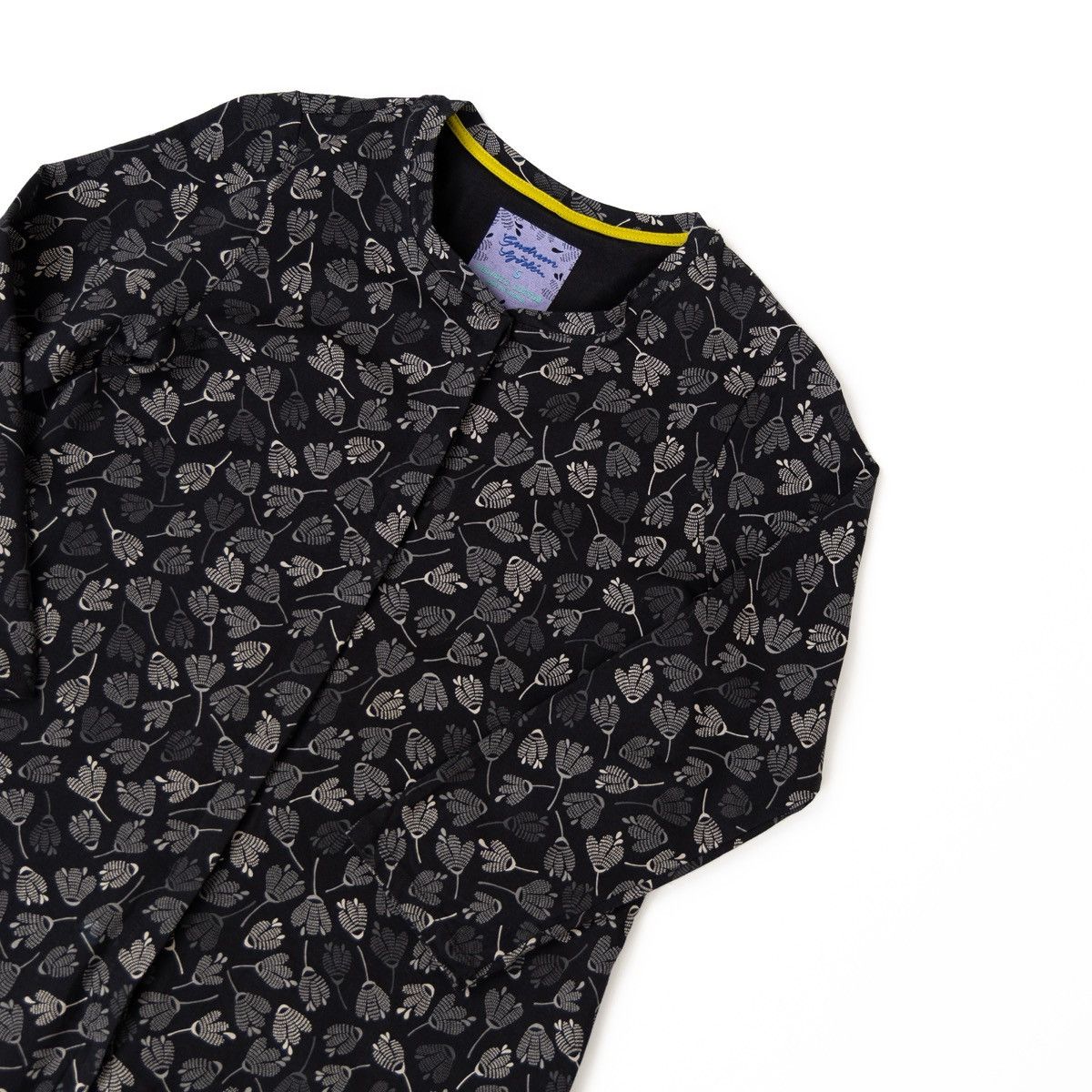 Gudrun Sjoden Gudrun Sjoden Women Floral Tunic Top Black Button 3/4 Sleeve Size S / US 4 / IT 40 - 3 Thumbnail