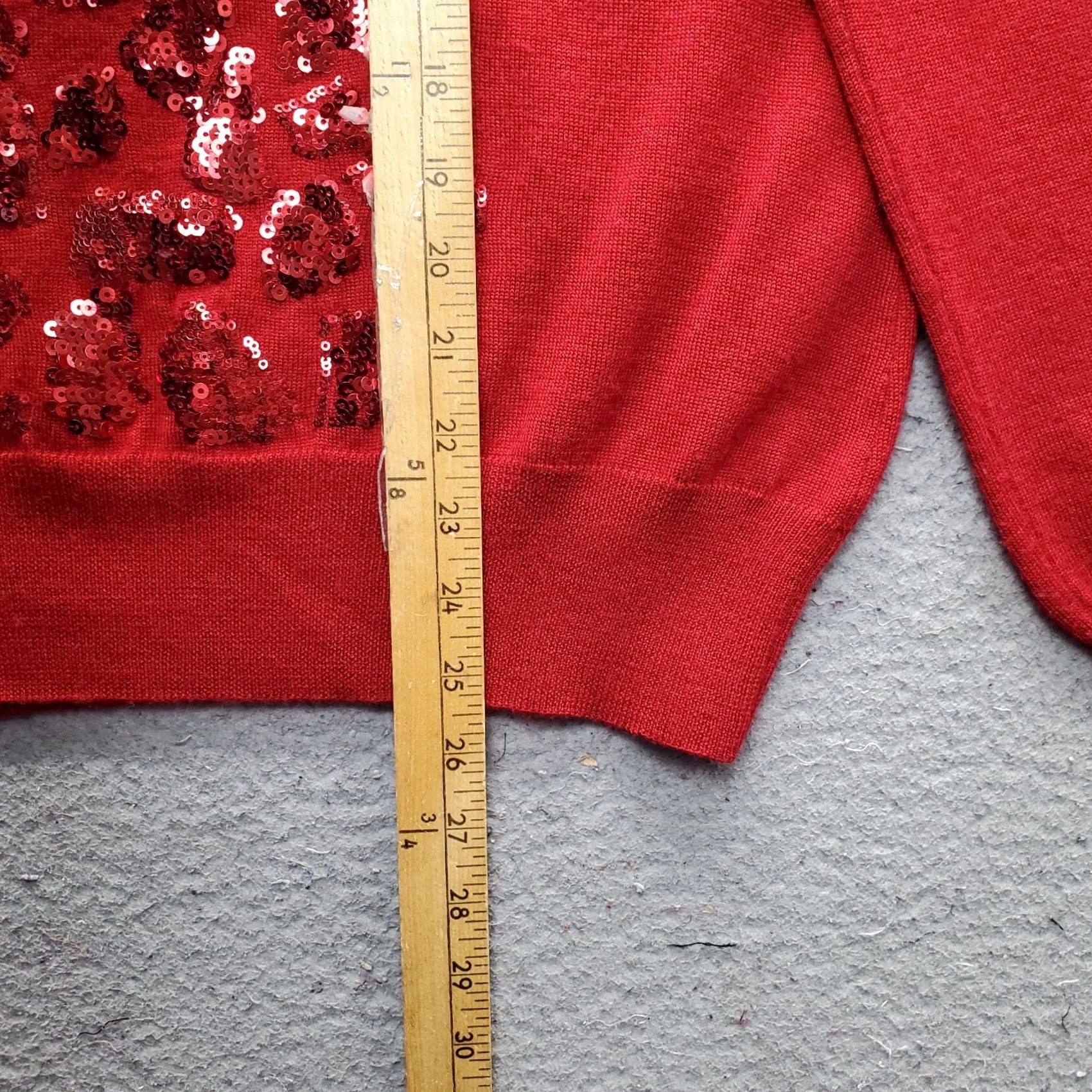 Calvin Klein Calvin Klein Womens Size M Red Knit Sweater Sequined Long Sleeve Pullover Size M / US 6-8 / IT 42-44 - 3 Thumbnail