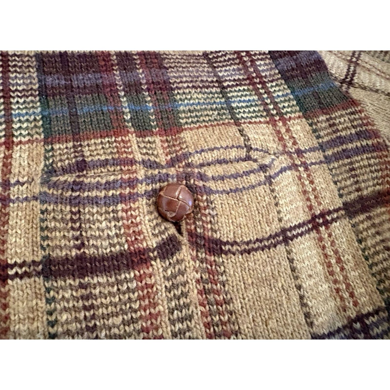 Polo Ralph Lauren Polo Ralph Lauren Sweater Men XL Brown Plaid Cashmere Cotton Crew Neck Long Sleeve Elbow Patches Pullover Knit Size US XL / EU 56 / 4 - 3 Thumbnail