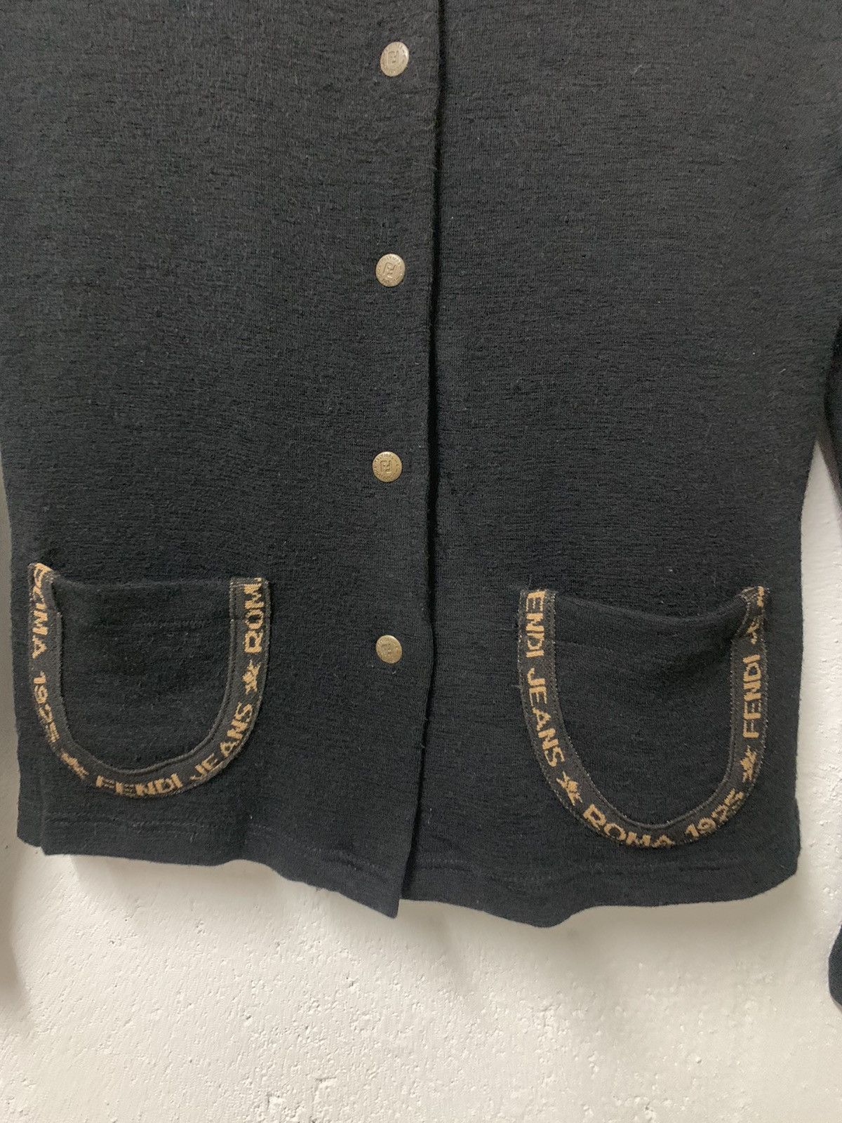 Fendi Fendi Jeans Wool Knit Logo Trim Detail Buttom Front Cardigan Size S / US 4 / IT 40 - 6 Thumbnail