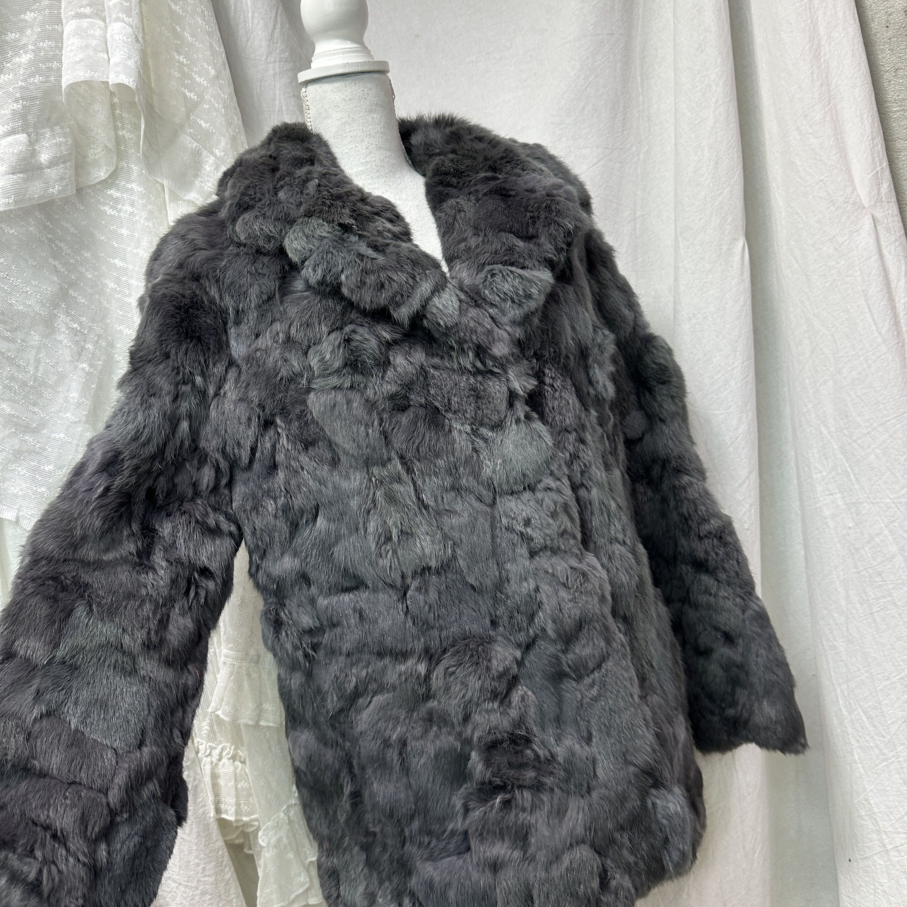 Vintage Vintage Old Money Classy Silver Grey Real Rabbit Fur 90s Size L / US 10 / IT 46 - 3 Thumbnail