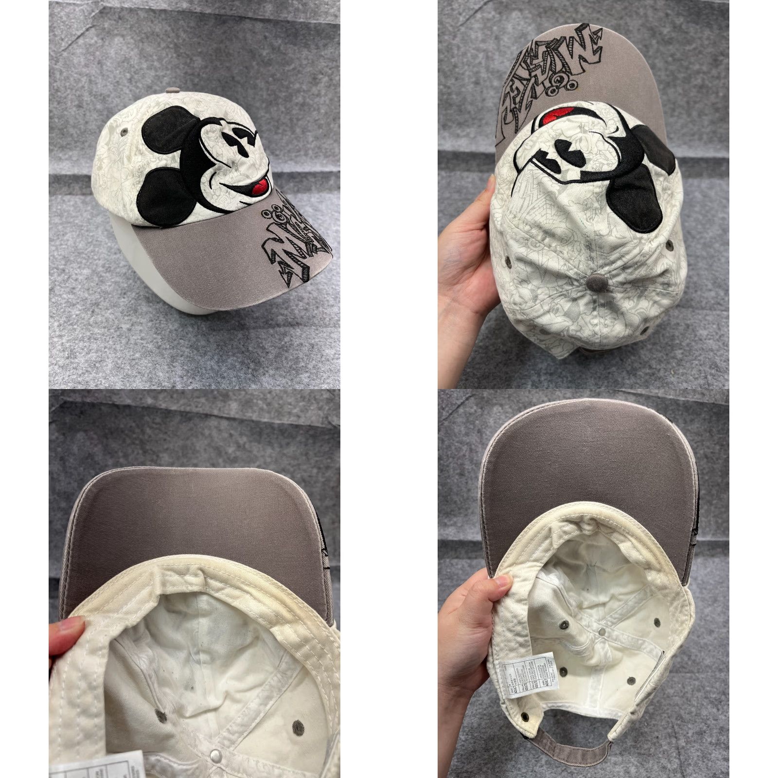 Disney VINTAGE Disney Walt Disney World Mickey Mouse Hat Cap Strap Back Adult White Cotton Graffiti Baseball Cap Unisex Size ONE SIZE - 8 Thumbnail
