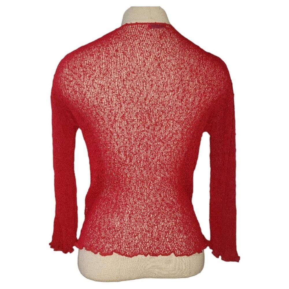 Designer CT1672 Shu-Shi Red Long Sleeve Mesh Shrug L Size L / US 10 / IT 46 - 3 Thumbnail