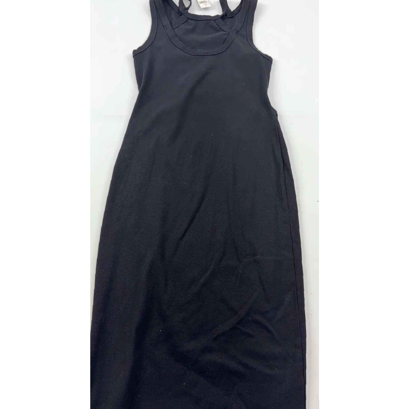 Vintage T.La Dress Womens PS Petite Black Tank Bodycon Midi Knit Stretch Casual Sleeve Dose Cut Out Size S / US 4 / IT 40 - 2 Thumbnail